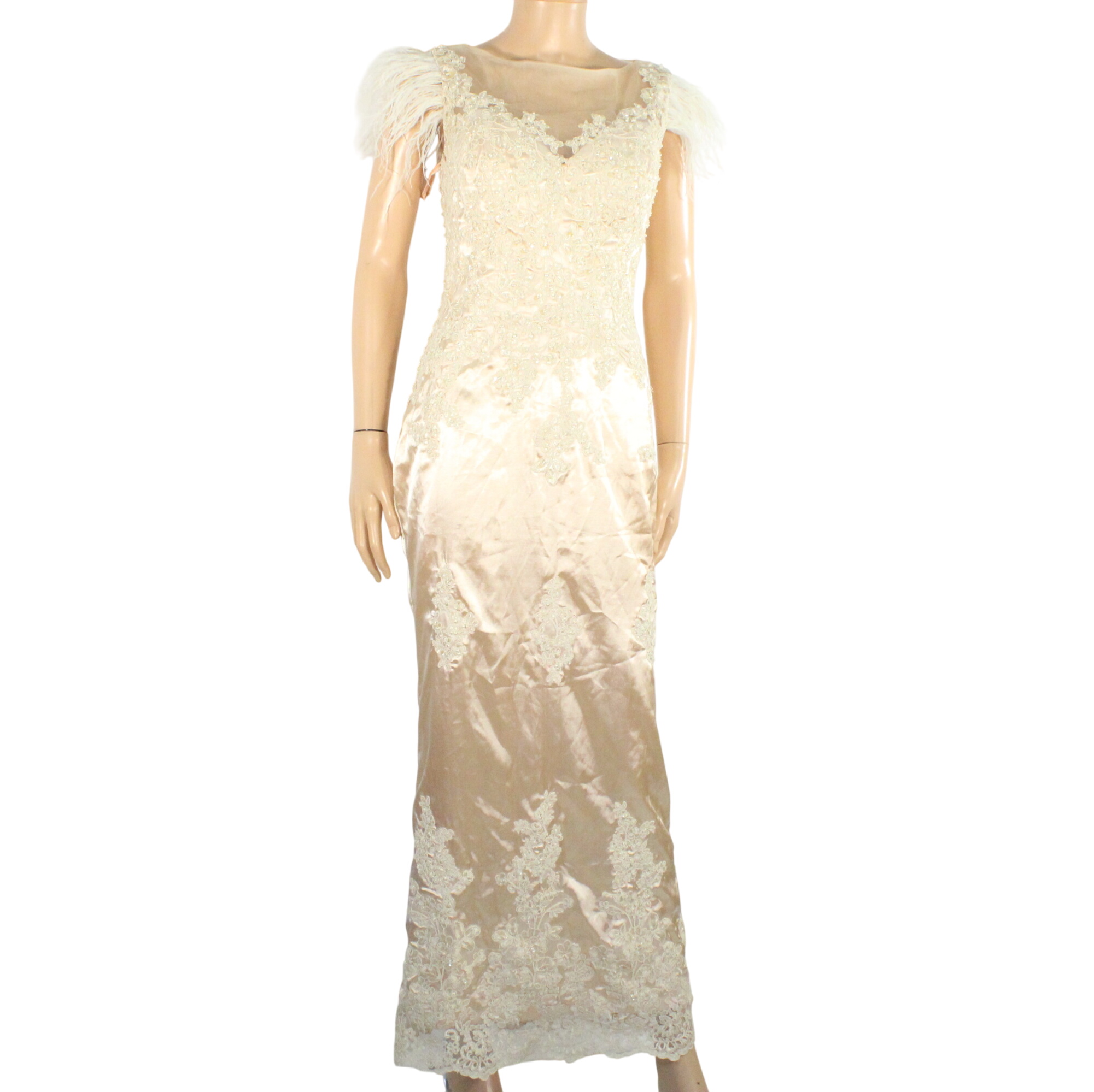 Robe Longue De Soire /Mariage Champagne Satine Taille S /M - Label Emmaus - Modalova
