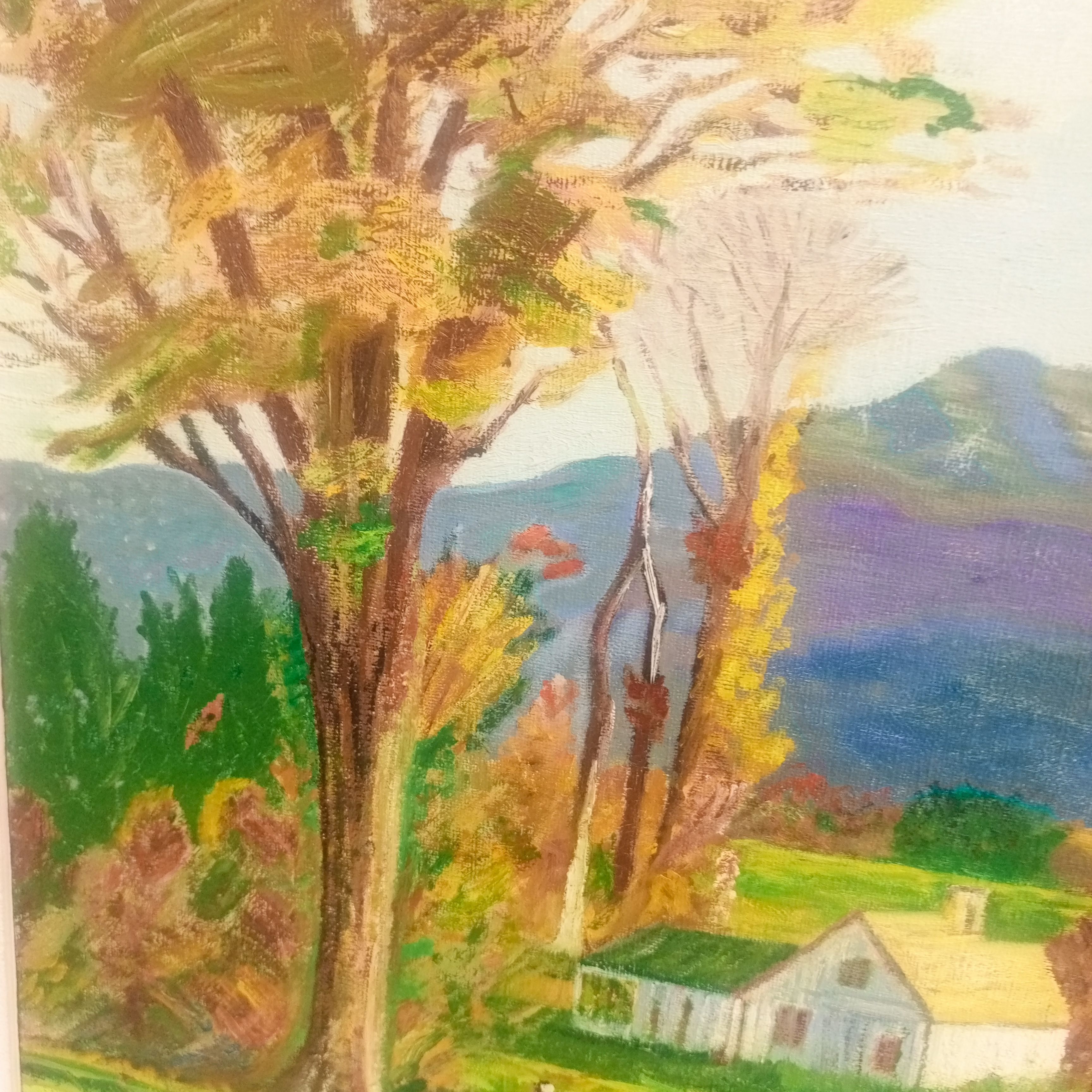 Peinture à Huile sur toile Paysage d'automne. État correct - Vue 6 - 