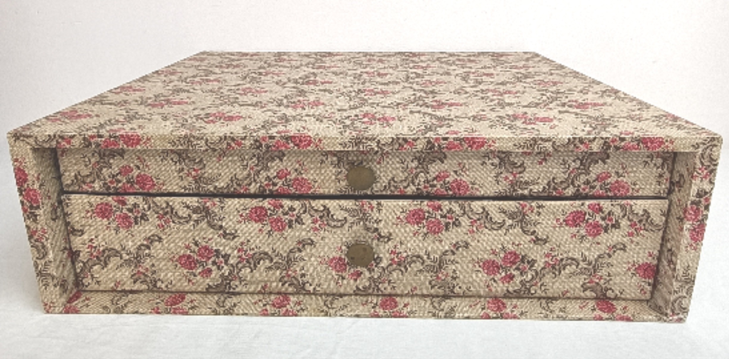 Coffret à ménagère double tiroirs fleuri Vintage + ménagère 62 pièces (inox) - Bon état - Photo 3