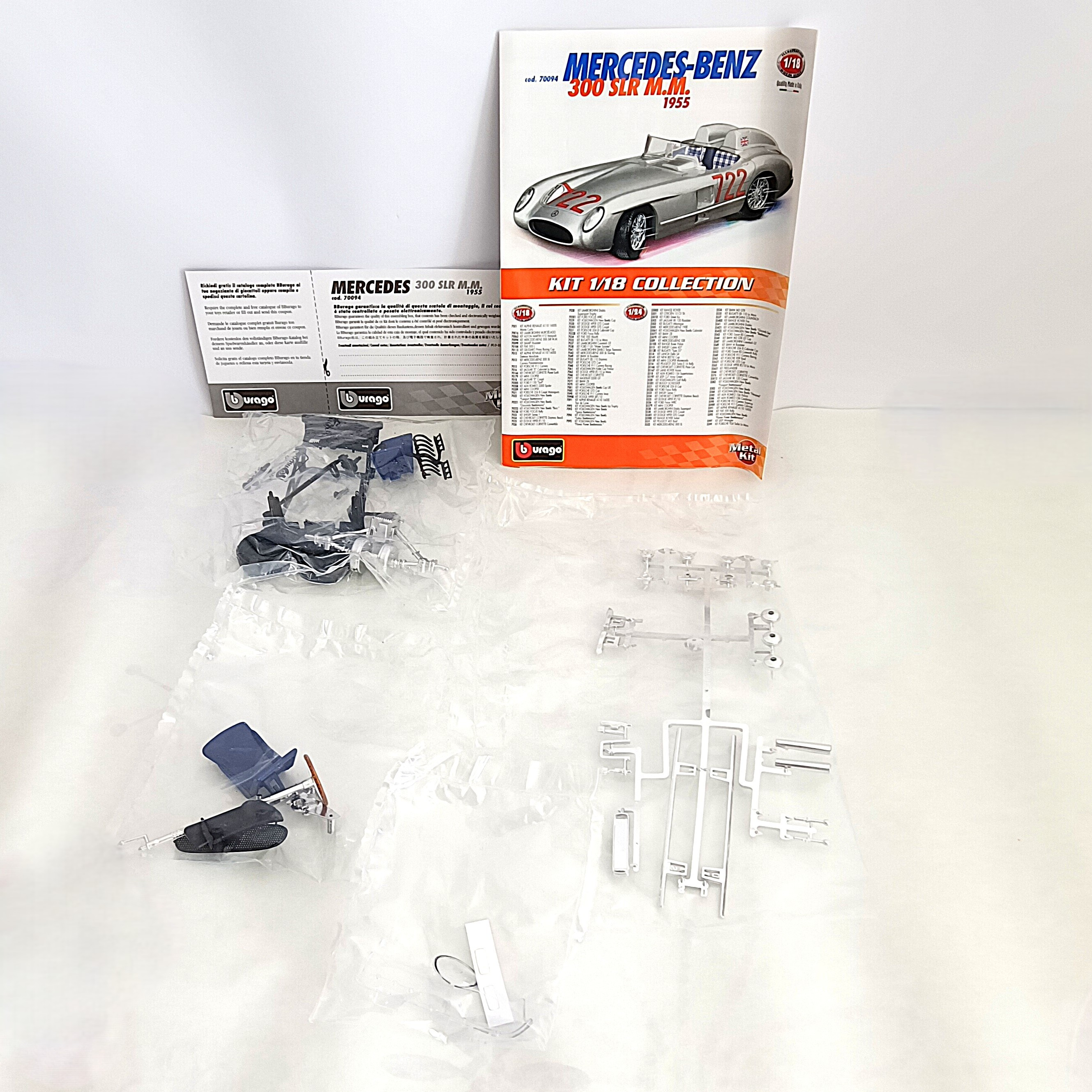 Maquette Burago 1/18 – Mercedes-Benz 300 SLR 1955 – Kit complet à assembler Très bon état - Vue 11 - 