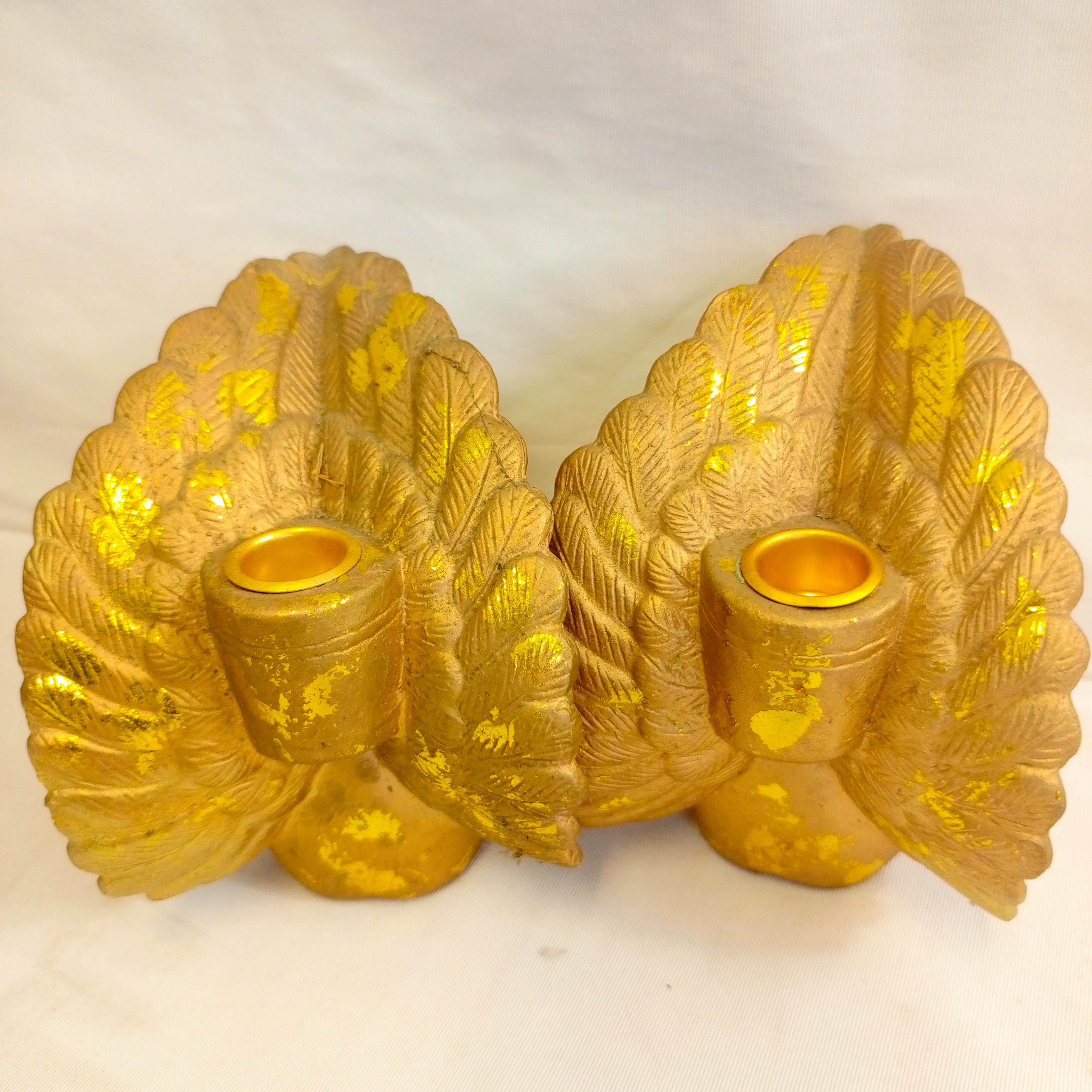 Lot de 2 Anges, dorés, décoration bougeoir État correct - Vue 8 - 
