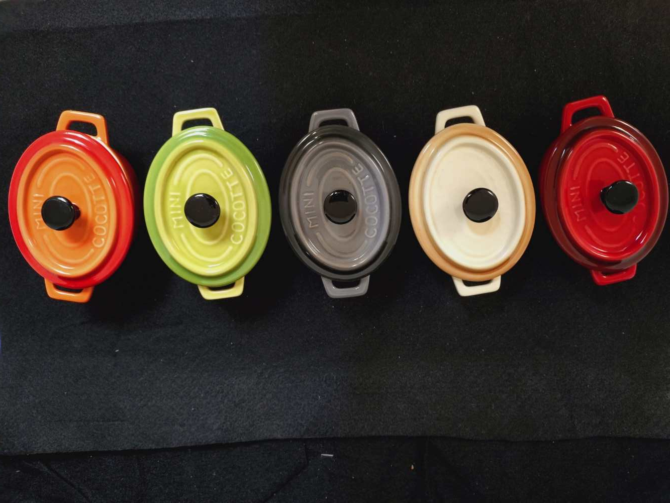 5 mini cocottes colorés en céramique - Photo 2