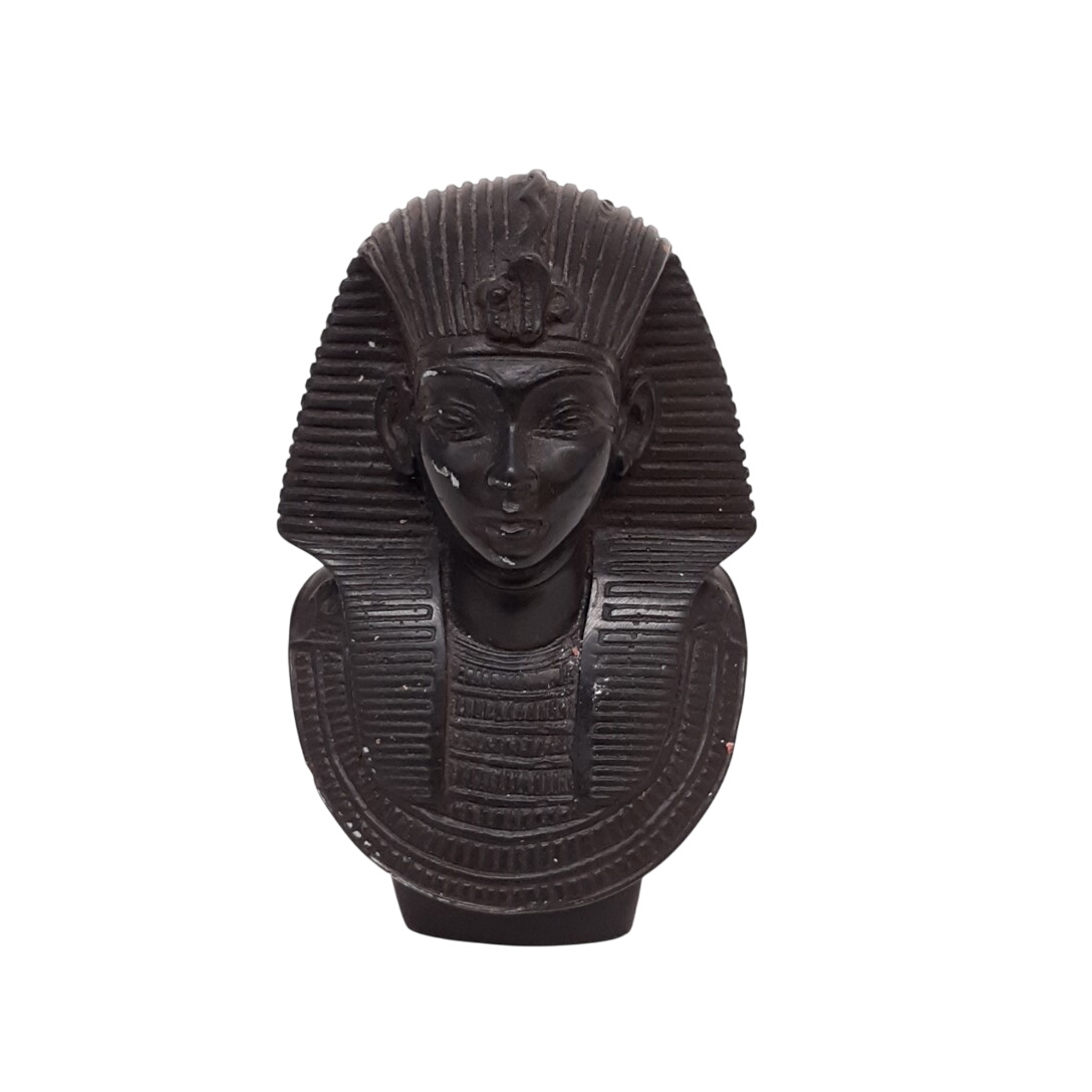 Buste de pharaon égyptien en bois - Photo 0