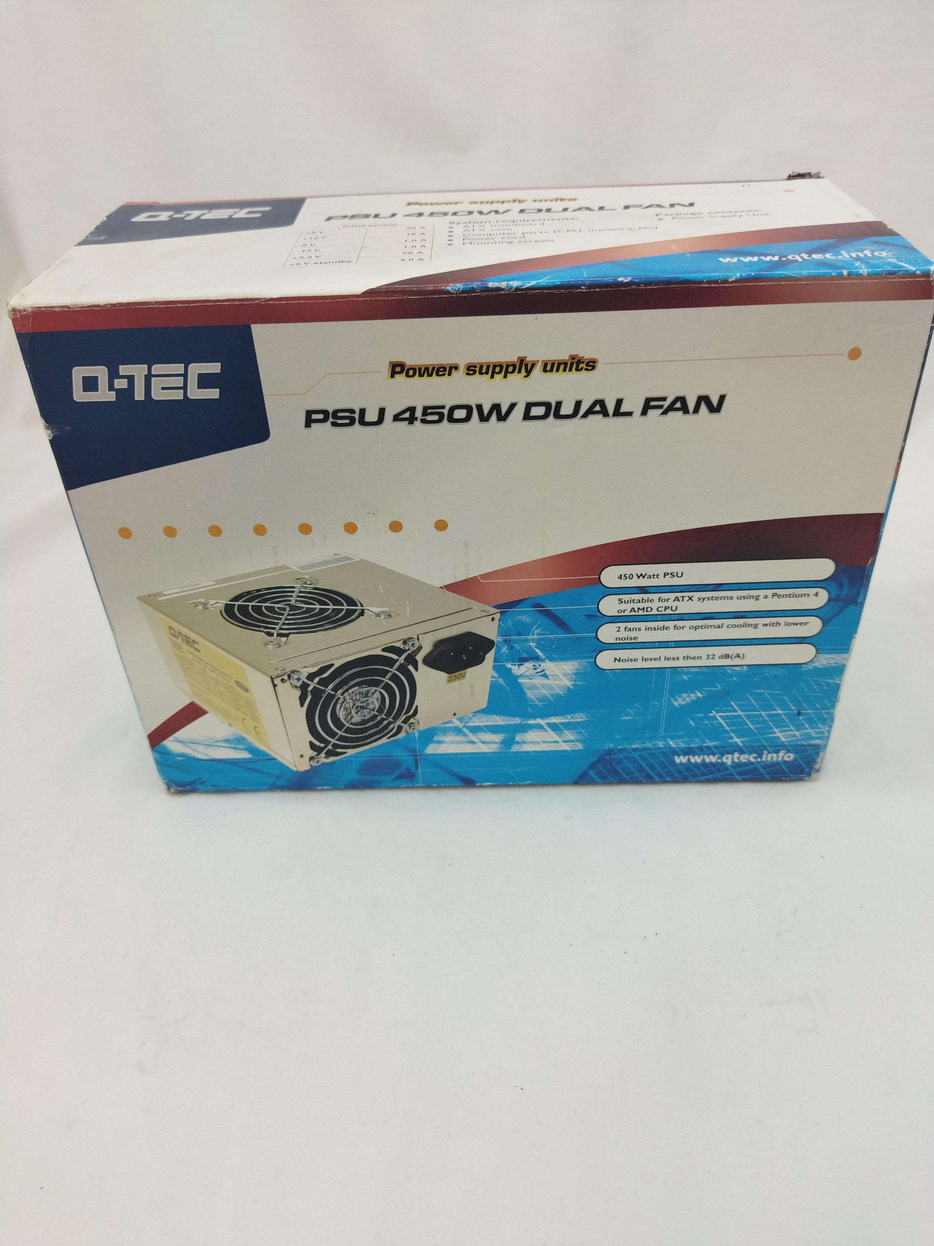 Alimentation PC Q-Tec PSU 450W Dual FAN ST-450ATXP4 Très bon état - Vue 2 - 