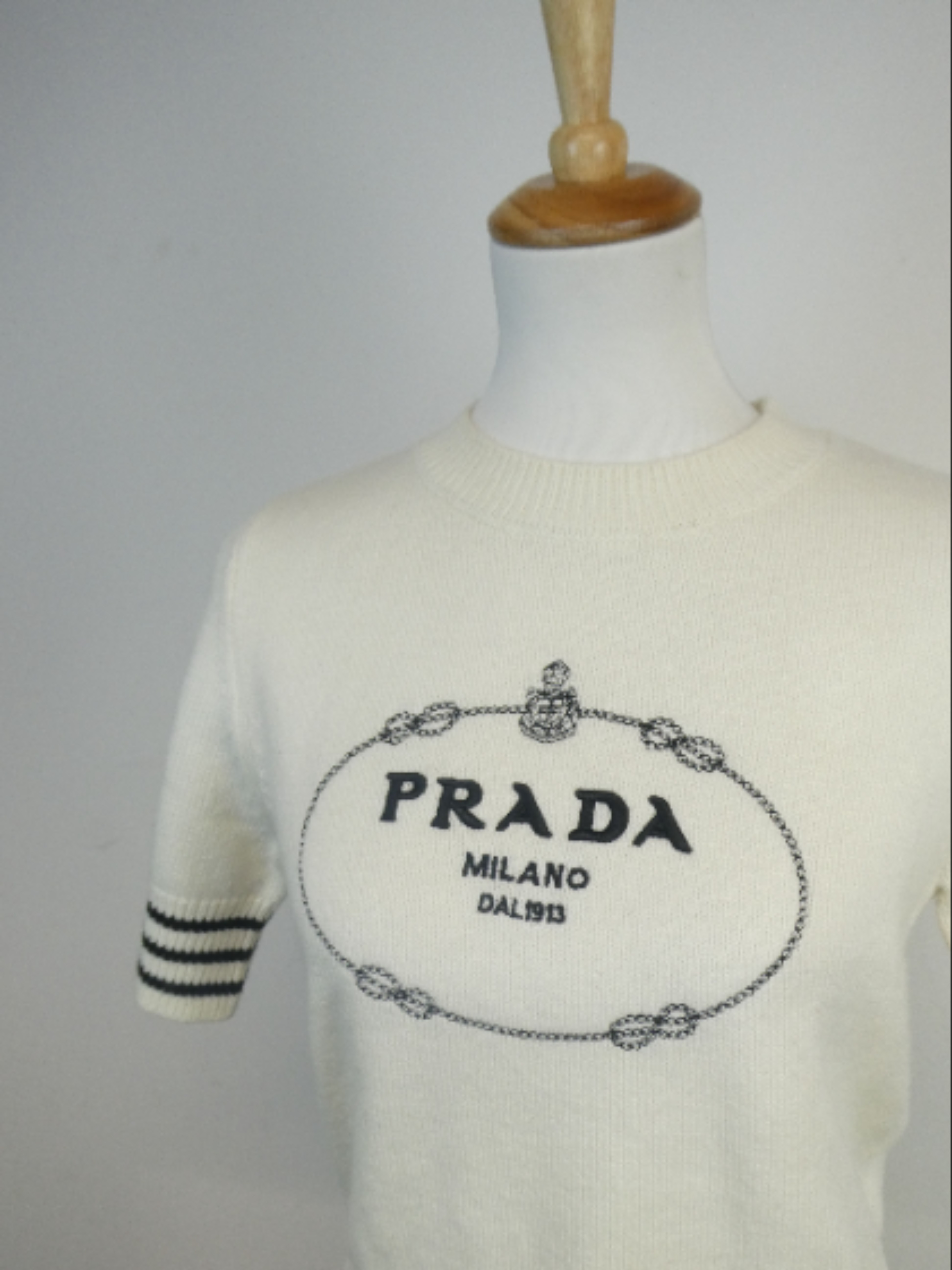 Prada - Pull blanc en laine - 34/XS/S - Photo 1