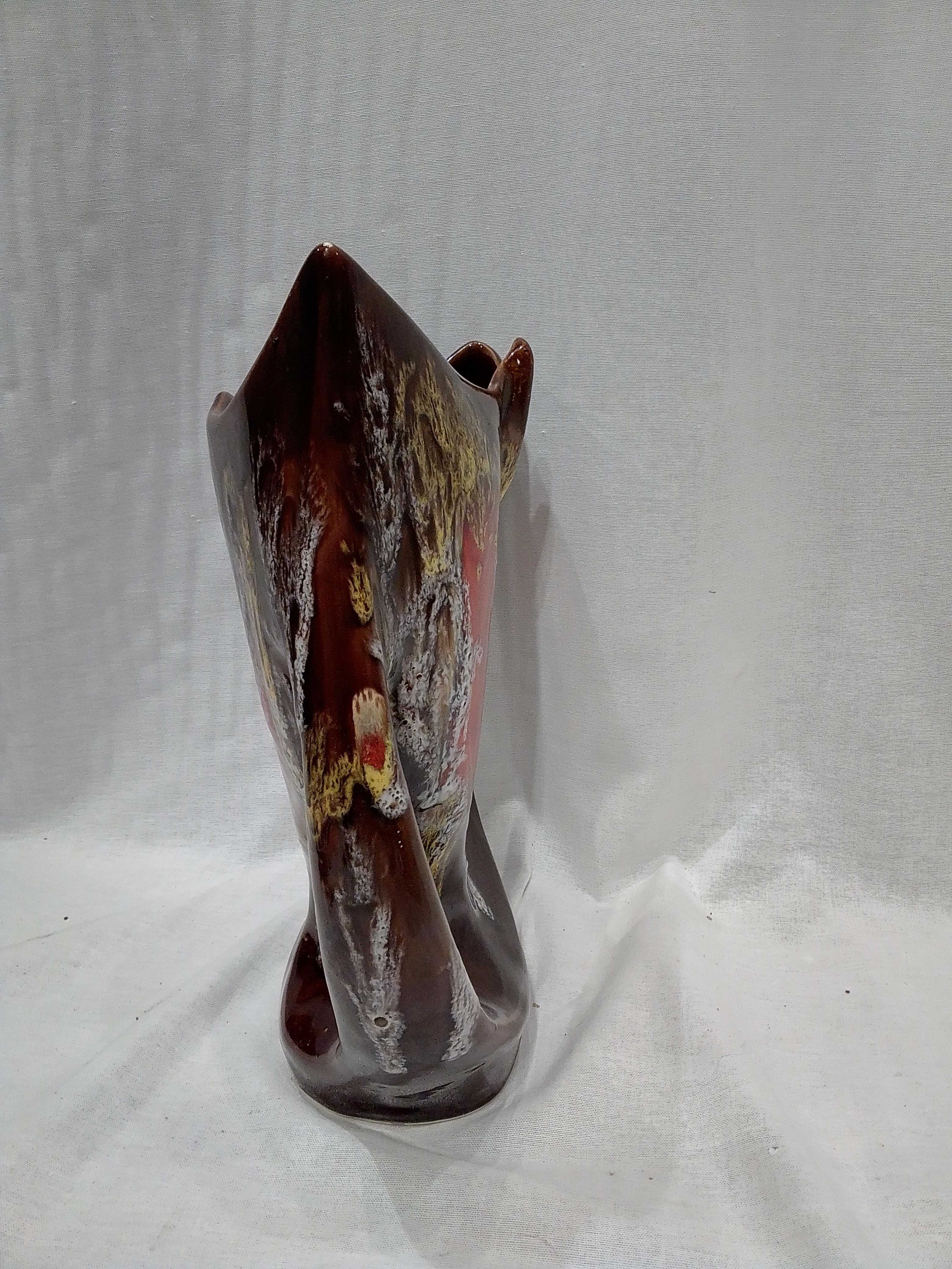 Vase/Sculpture Vintage Vallauris en céramique émaillé, double poignée, année 60 Très bon état - Vue 3 - 