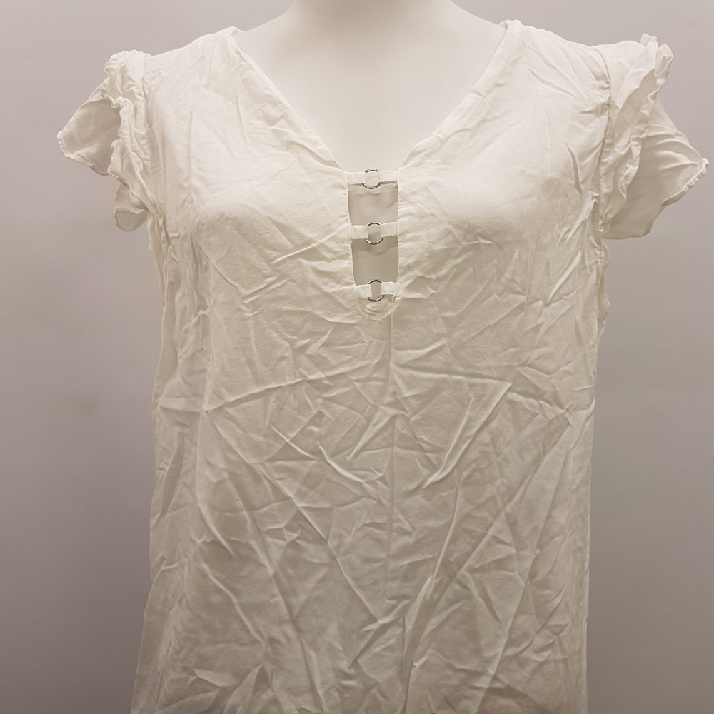 Chemisier blanc à frous frous - GUESS - Taille 40 estimée - Photo 4