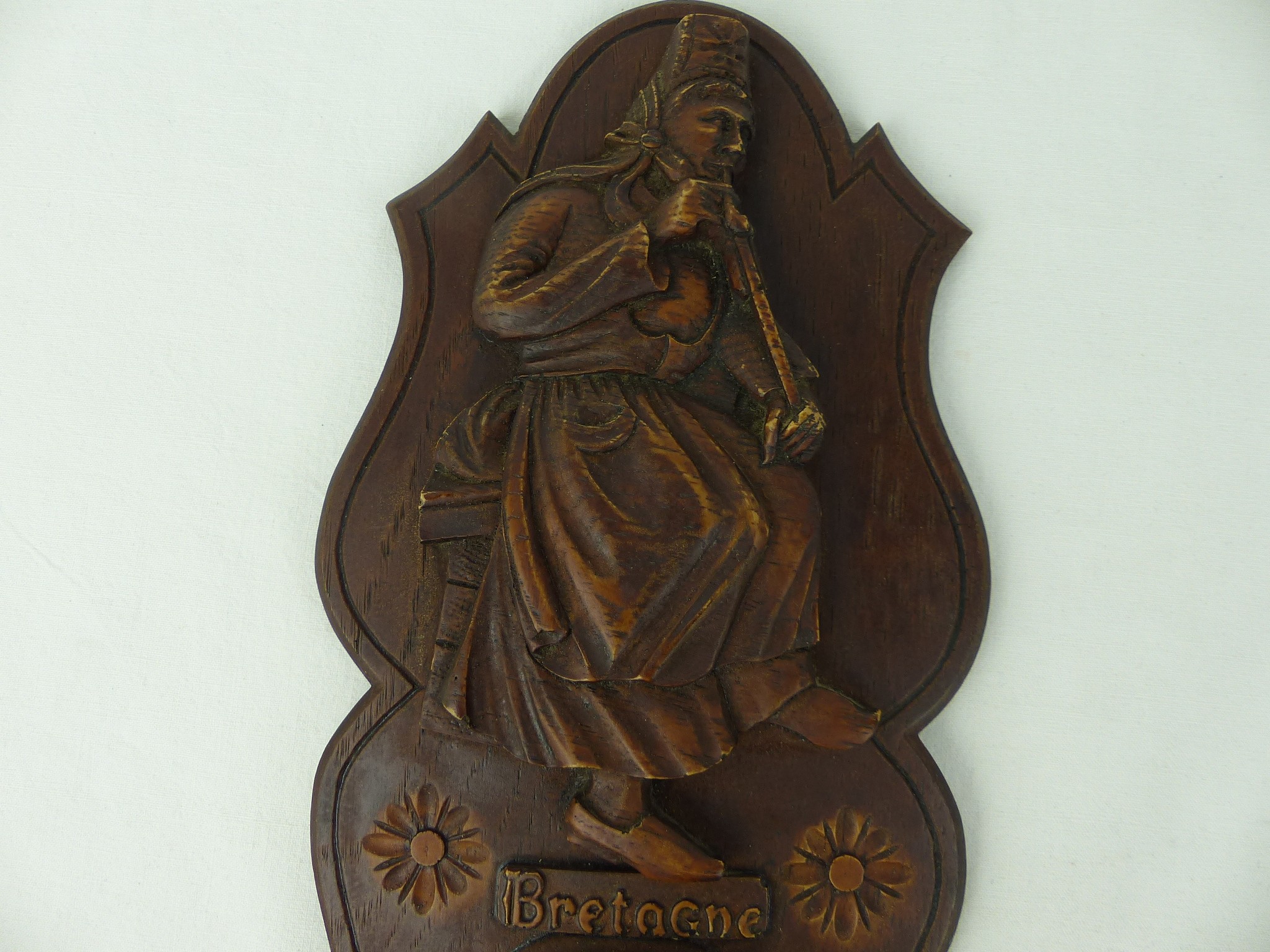 Baromètre de précision avec cadre traditionnel breton, en bois sculpté à la main, Vintage, 31 cm Bon état - Vue 2 - 