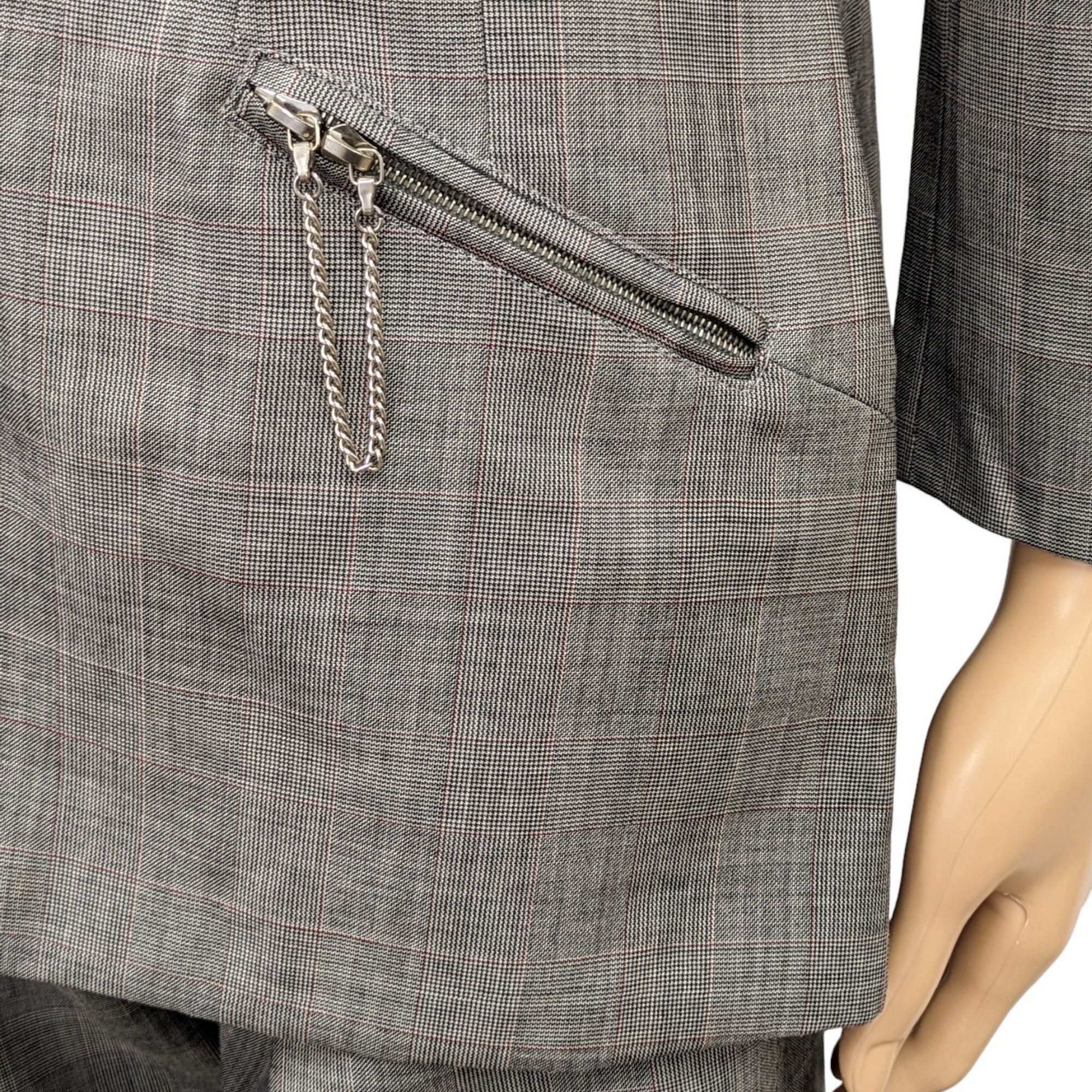 Tailleur Veste & Pantalon Lolita Lempicka T 42 Ensemble en laine vierge motif Prince de Galles gris - Photo 5