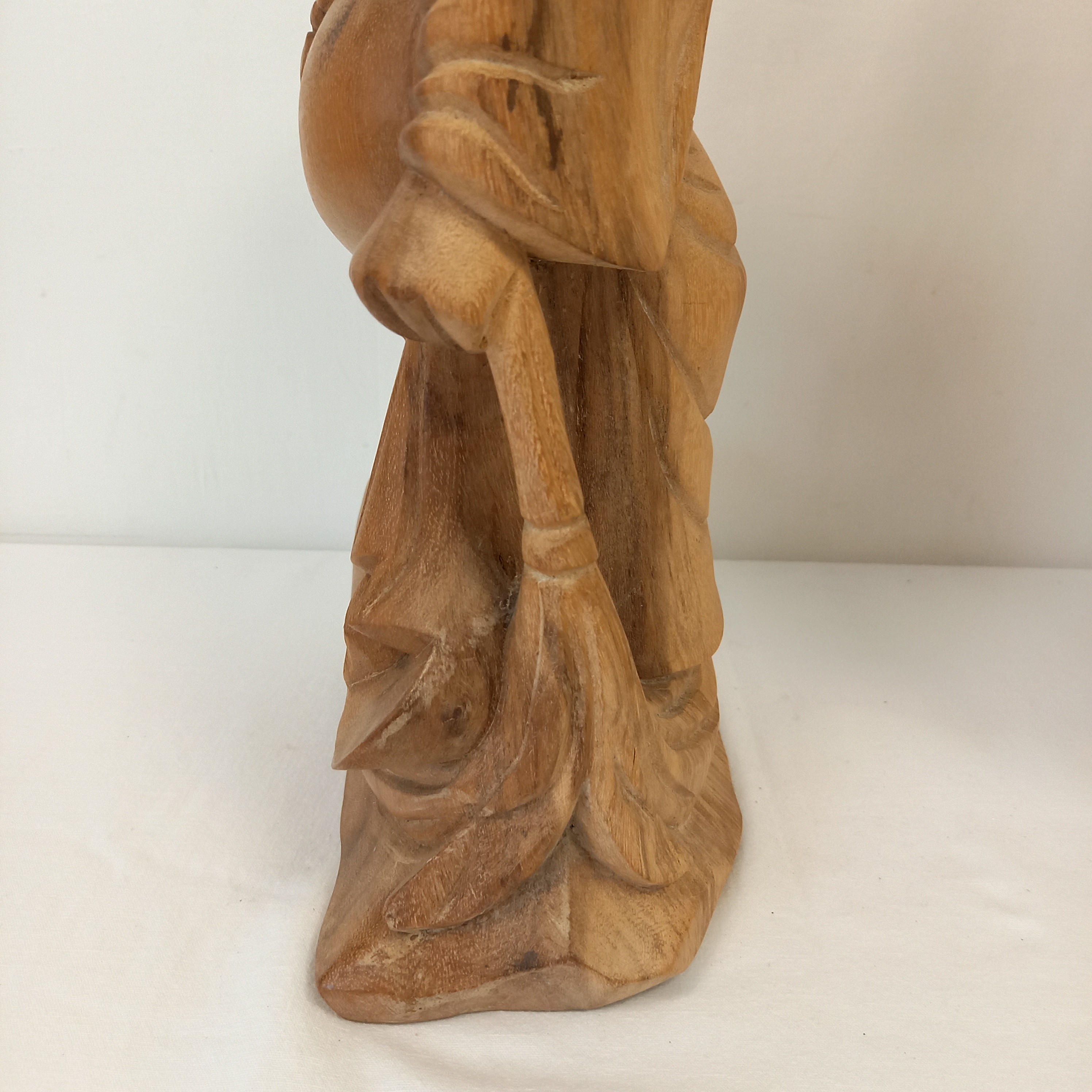 Sculpture bouddha rieur bois Art Asiatique Hauteur 40 cm  - Photo 10