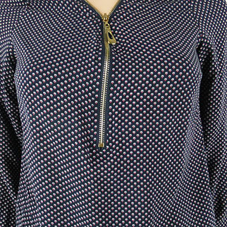 Blouse bleue foncée imprimée - manches longues – Femme - Emilie - S - Photo 2