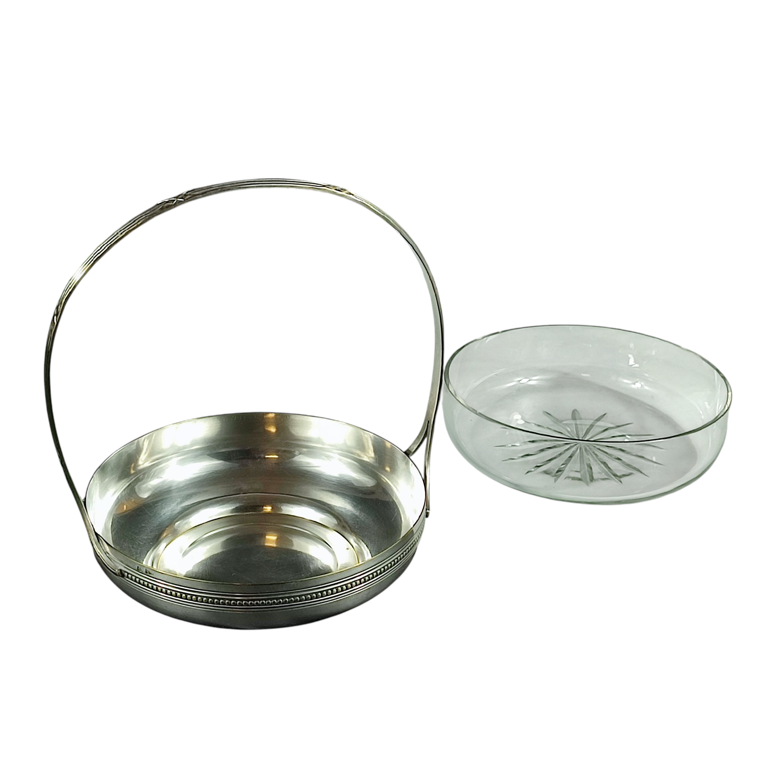 Présentoir à caviar plaqué argent avec bol en verre ciselé - Photo 2
