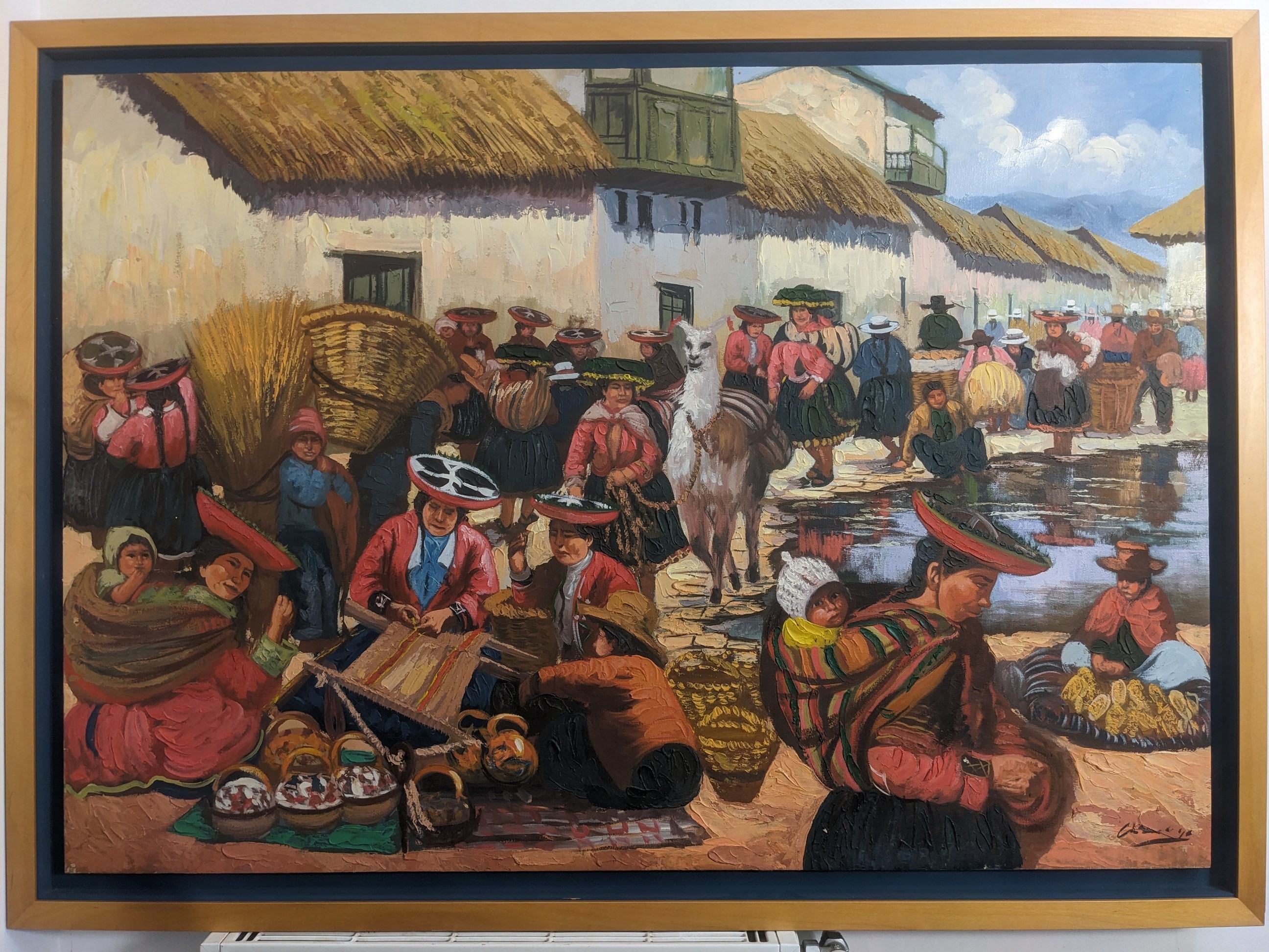 Tableau - huile sur toile scène de vie - Photo 7