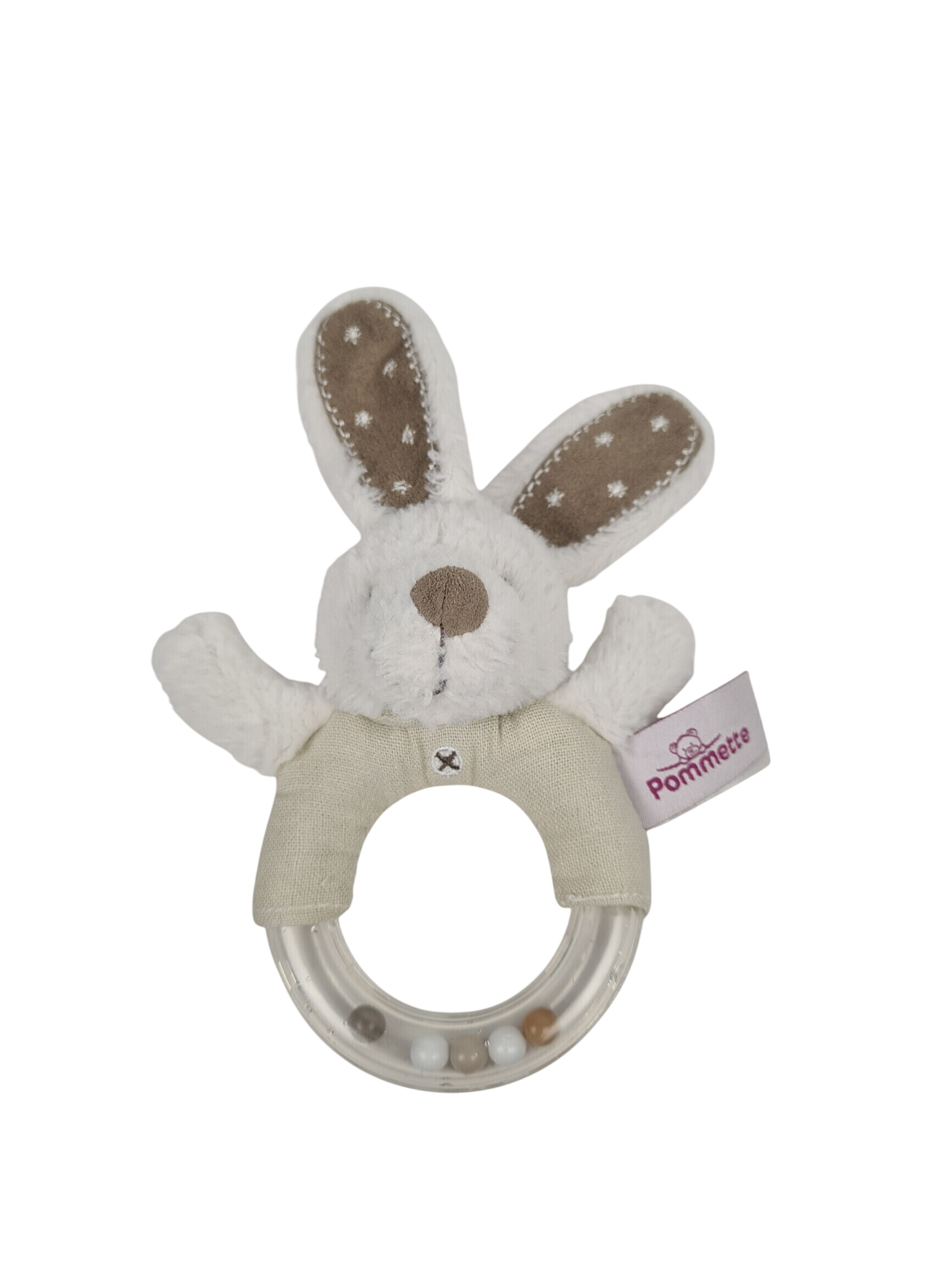 Doudou - Hochet anneaux lapin - Pommette - 16 cm - Photo 0