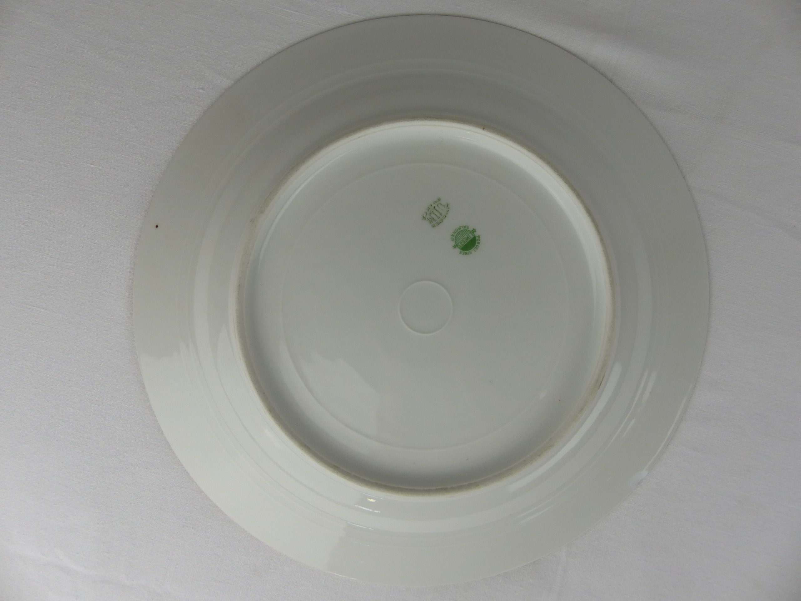Plat rond en porcelaine de Limoges, Salmon & Cie, ULIM, 1940, France, 32 cm - Bon état - Photo 4