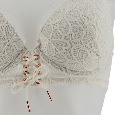 soutien gorge blanc dentelle fleurs avec armatures - femme - undiz - taille 95 D - Photo 3