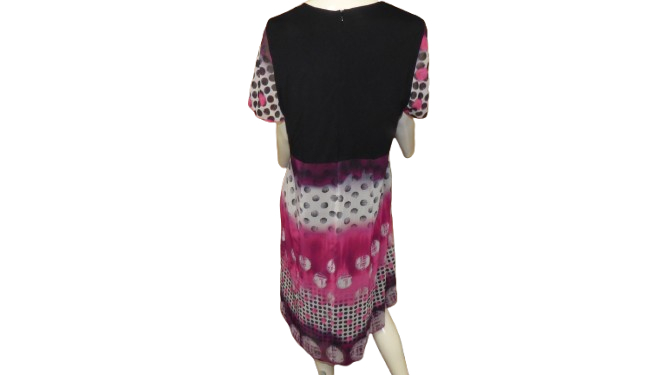 Robe voile manches courtes volants, neuve "France Rivoire" T48  - Vue 2 - 