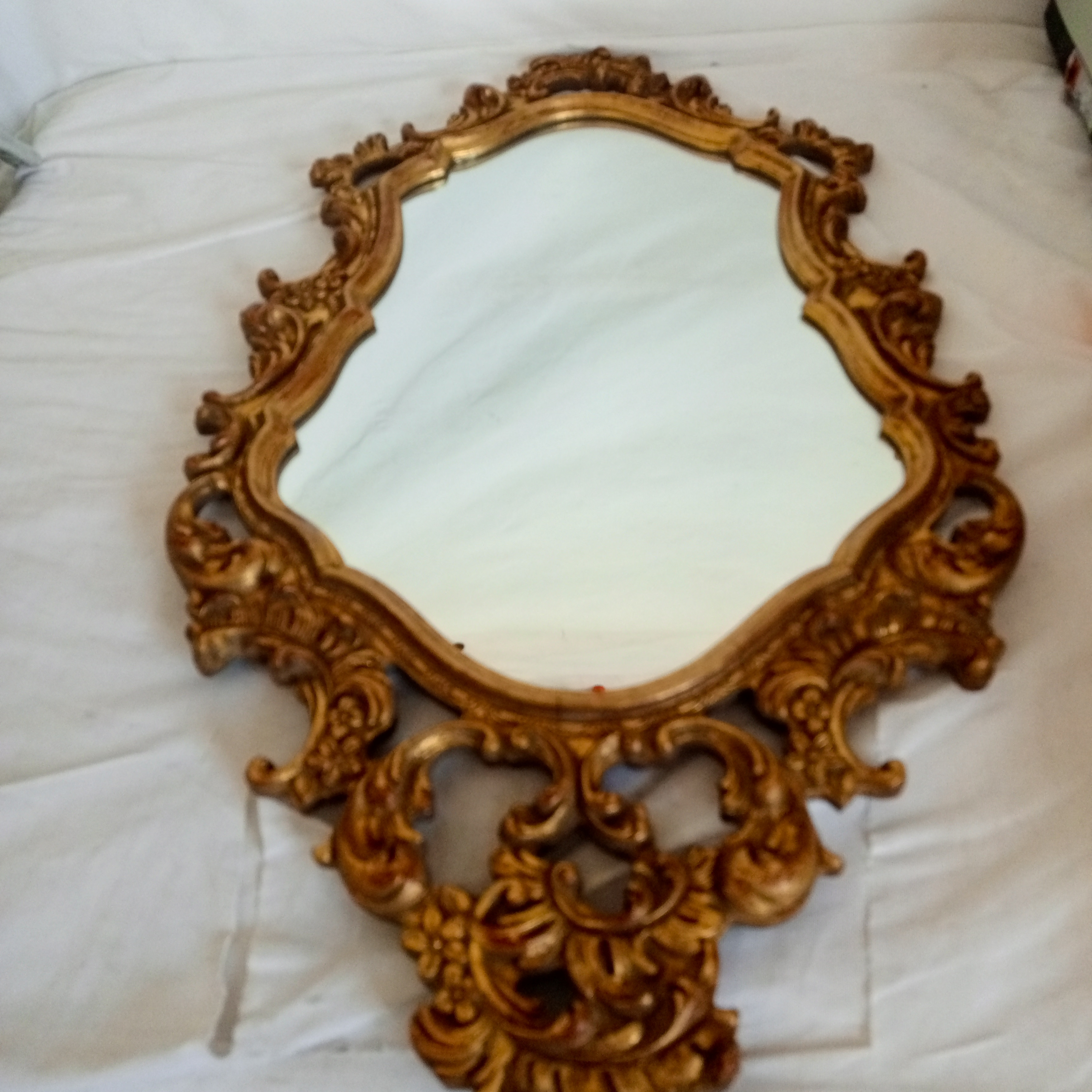 Miroir Mural Ovale En Bois De Manguier Doré 90x60cm Style Farmhouse Bohème