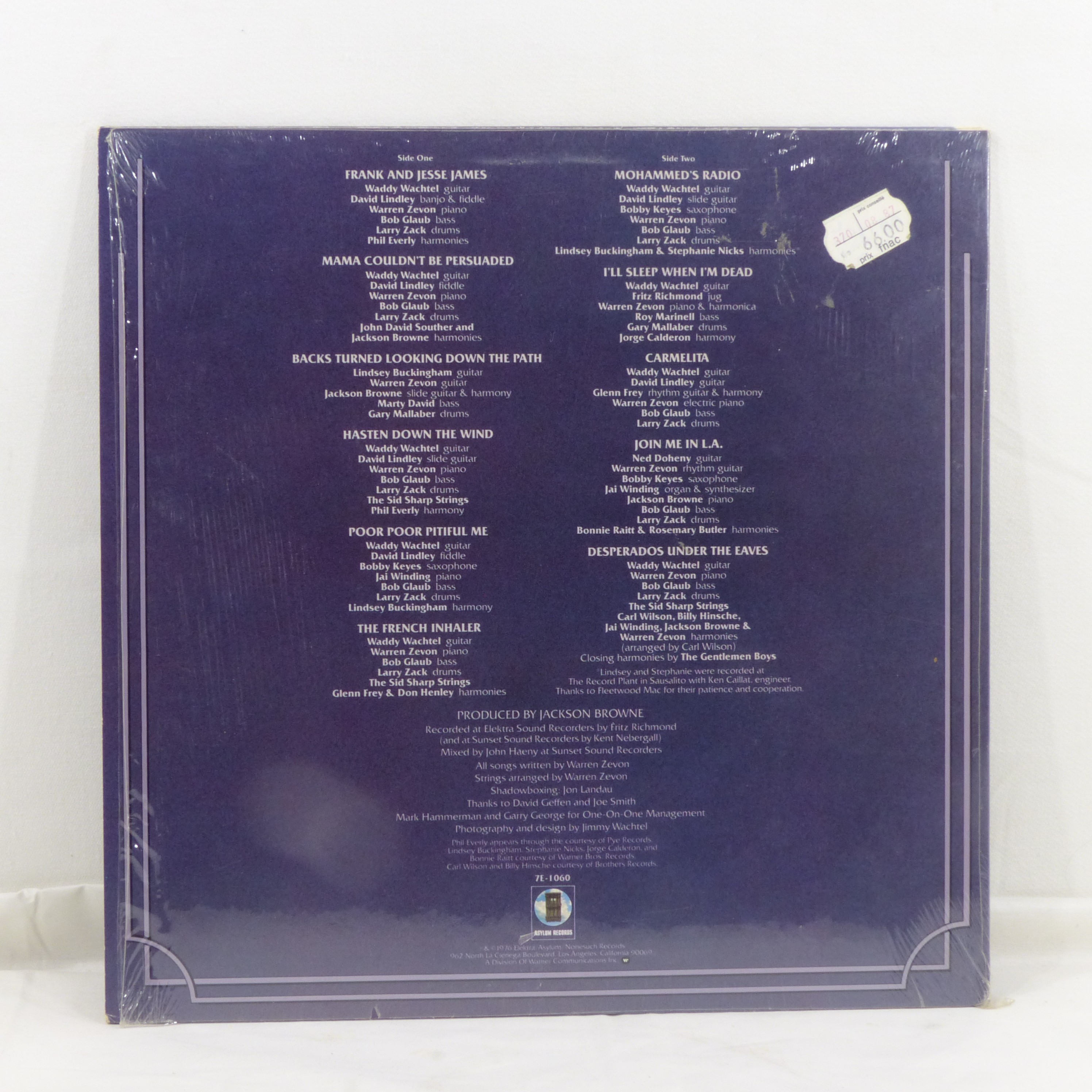 Vinyle 33TWarren Zevon ‎/ Warren Zevon - Asylum Records 1976 Bon état - Vue 2 - 
