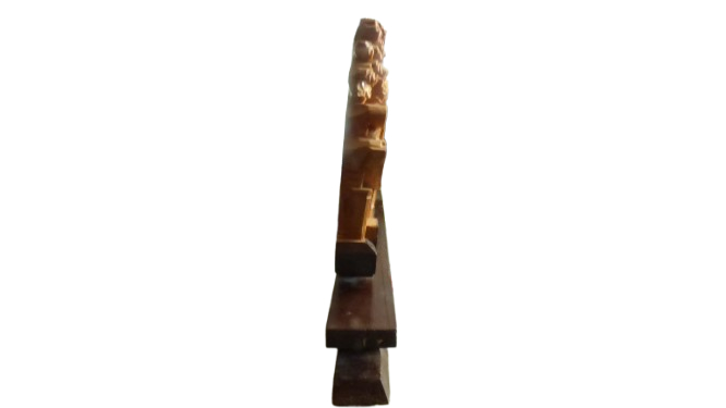 Haut relief Asiatique en bois sculpté sur son support - scène de hérons - Photo 3