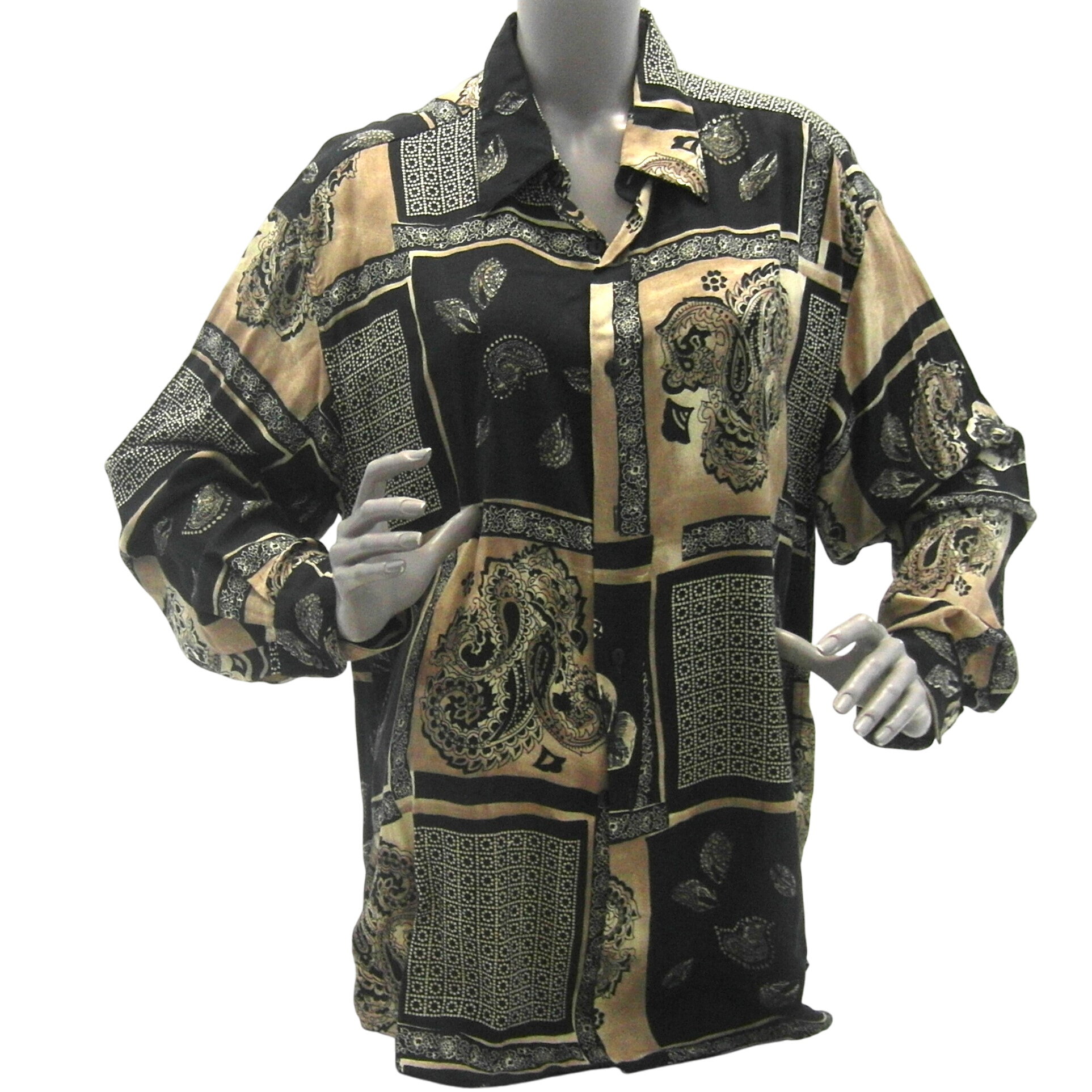 Chemise noire et dore manches longues Avant-Premire by Galeries Lafayette taille L - avant premire - Modalova