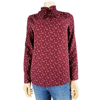Blouse manches longues bordeaux imprimé blanc -Femme- Kiabi - T. S - Photo 0