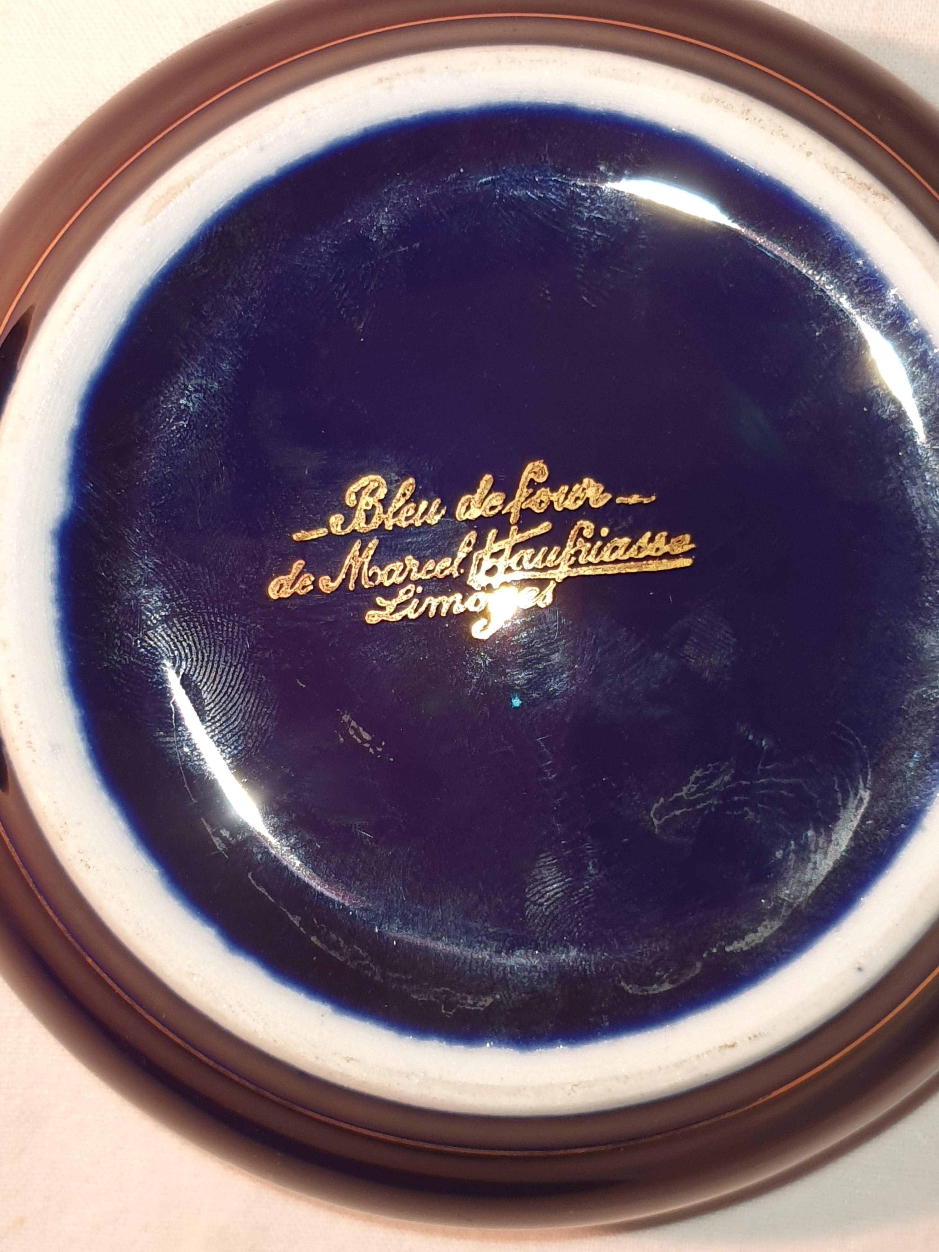 Bonbonnière bleu de four de Limoges - Très bon état - Photo 3