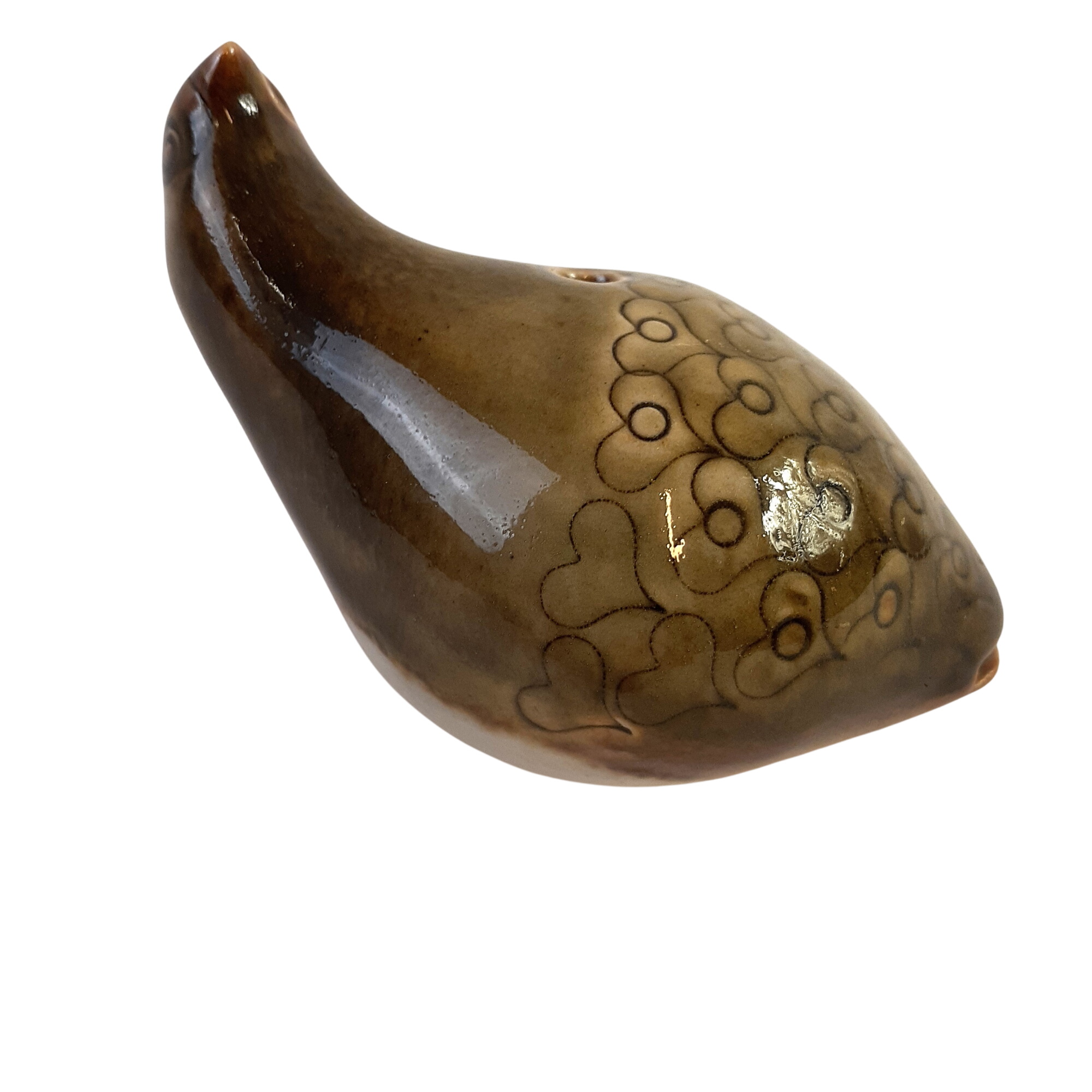 Sculpture - sifflet perdrix en grès - Photo 0