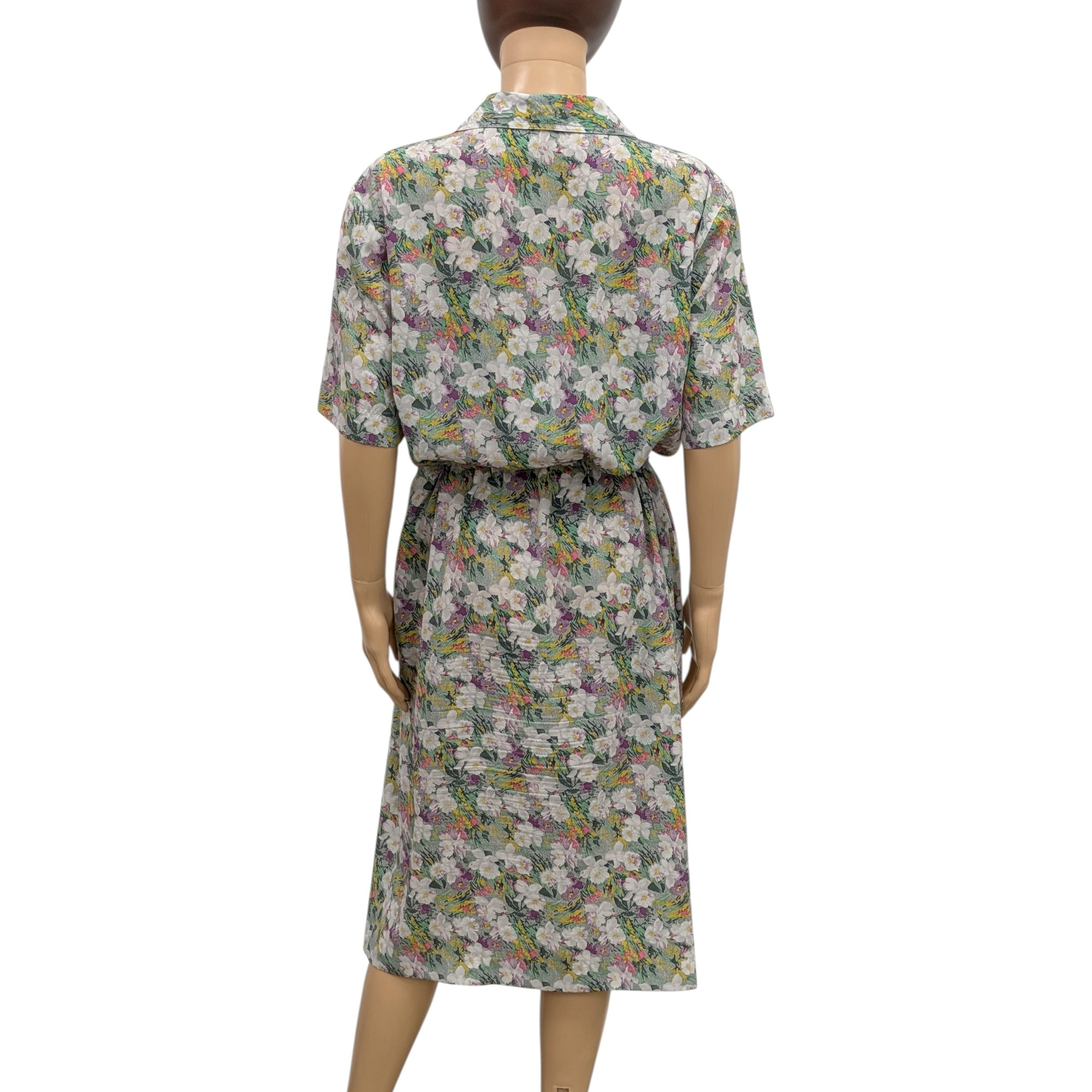 Robe Devernois vintage T L Imprimé fleuri vert - Photo 3