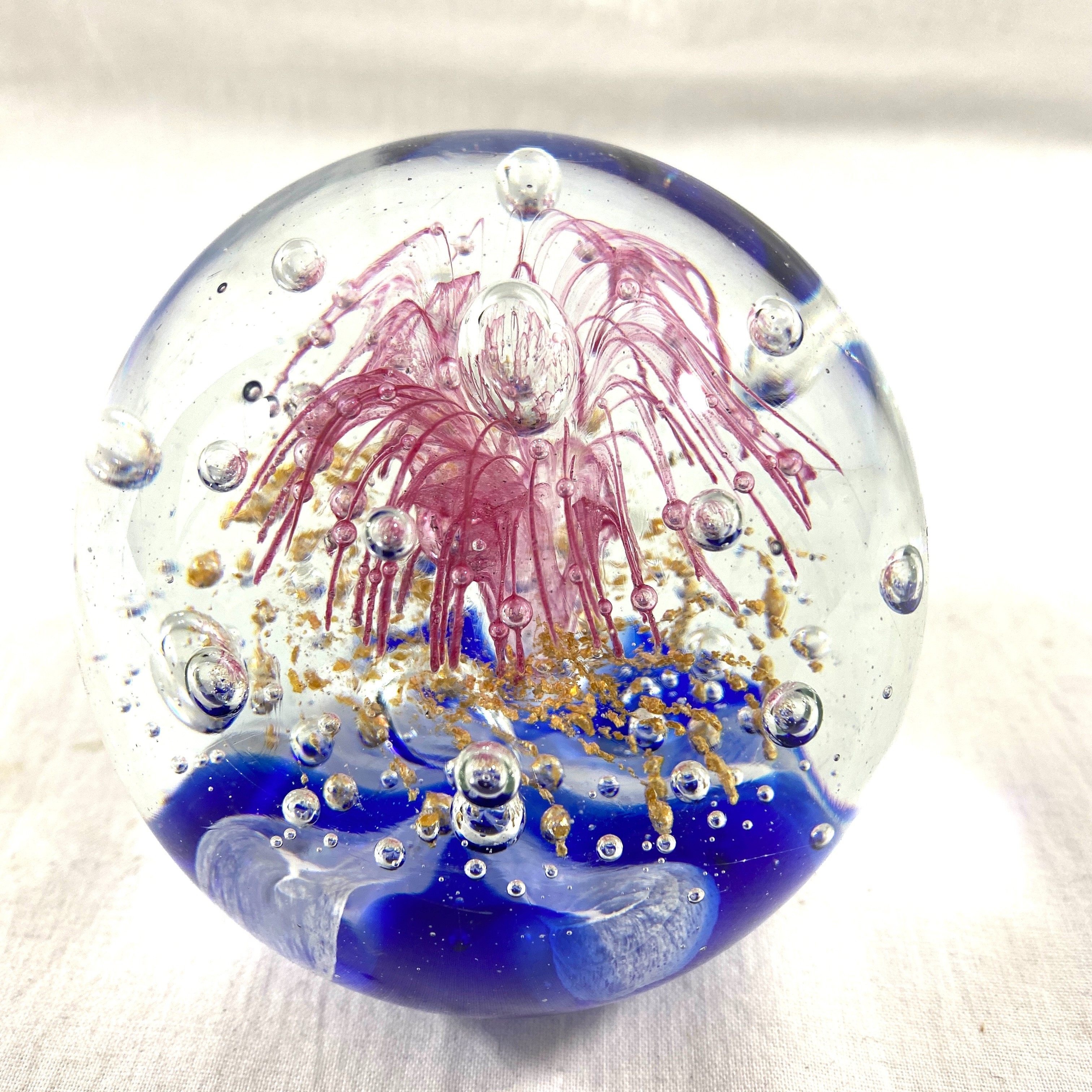 Presse-Papier En Verre Soufflé Bleu Spirale - 10cm, Design Transparent - Décoration Bureau
