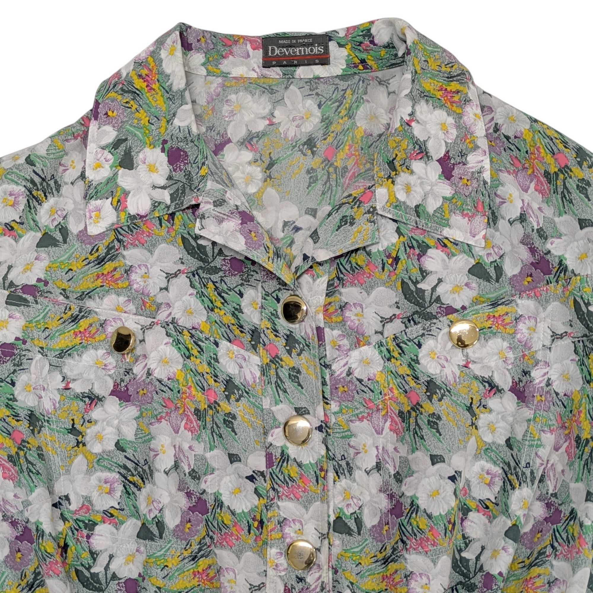 Robe Devernois vintage T L Imprimé fleuri vert - Photo 1