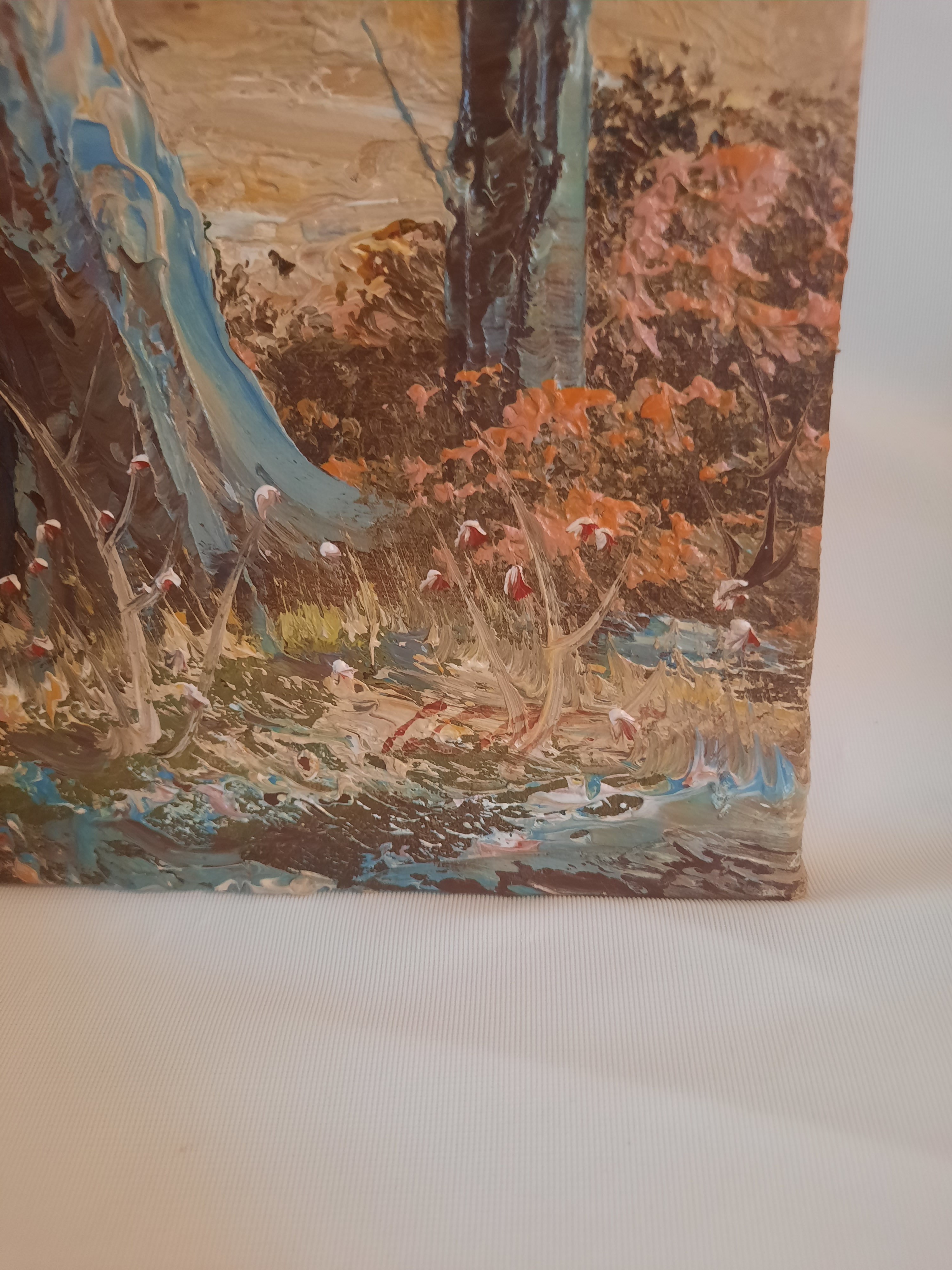 Paysage automne rivière, tableau certifié Bon état - Vue 5 - 