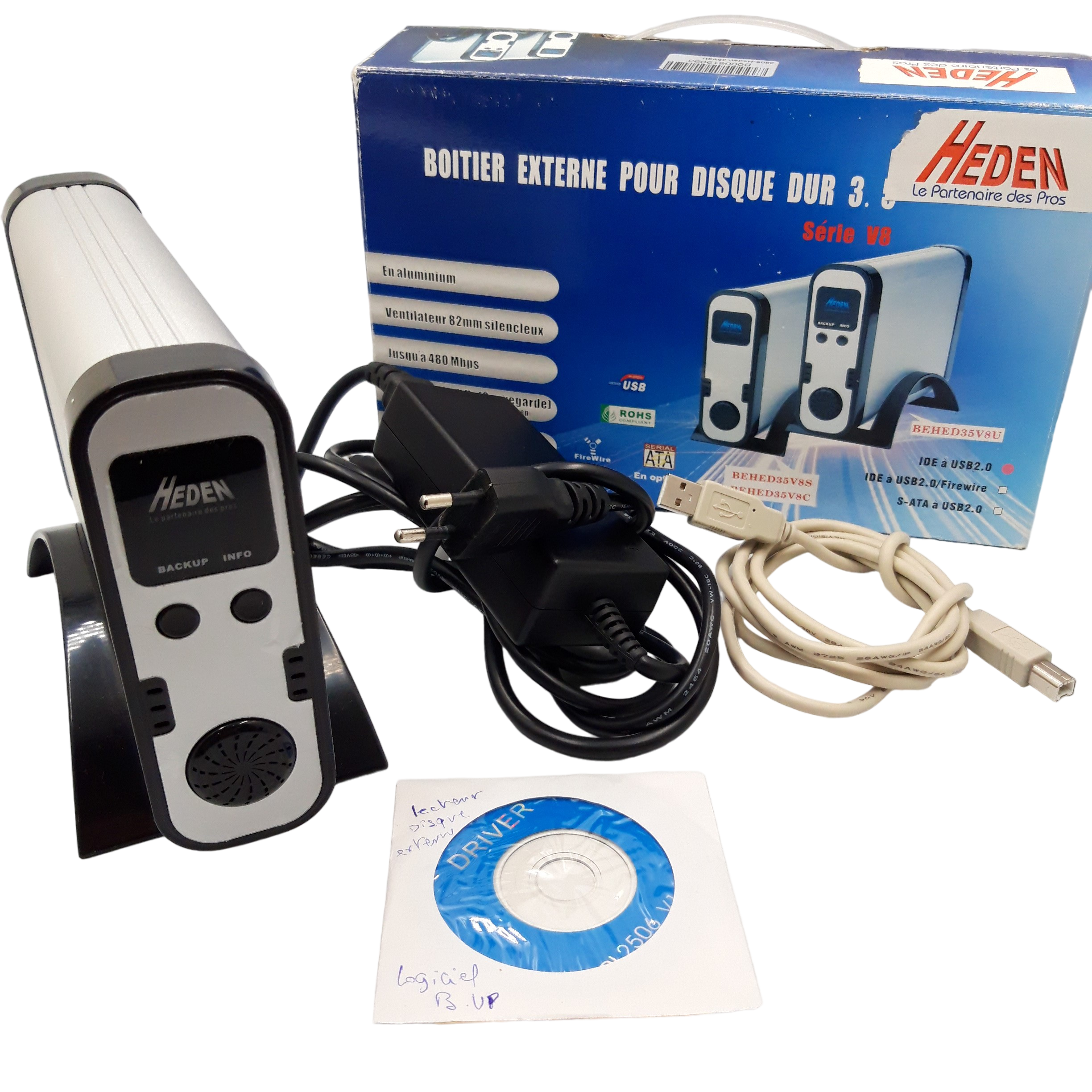 Acheter Boitier externe pour disque dur 3.5 Heden série V8, USB 2.0 Très bon état - 22,00 € Boitier externe pour disque dur 3.5 Heden série V8, USB 2.0 Très bon état - reconditionné disponible sur Label Emmaüs