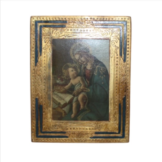 Icone sur bois décoré de la Vierge à l'enfant - Photo 1