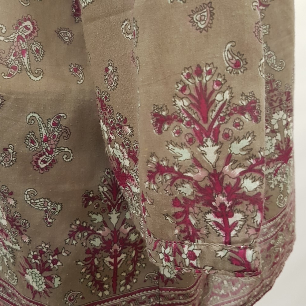 Blouse taupe à fleurs roses, blanches et violettes - ARMAND THIERY - Taille 6 - Photo 6
