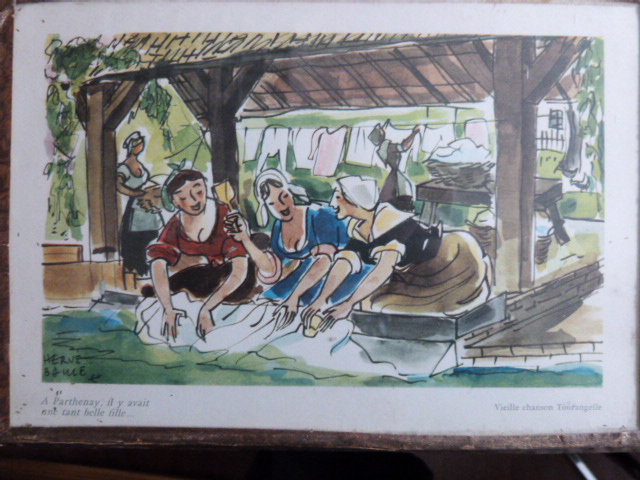 LOT DE 3 REPRODUCTIONS SUR LE THÈME DES VIEILLES CHANSONS : ILE DE FRANCE ANJOU TOURAINE État correct - Vue 3 - 