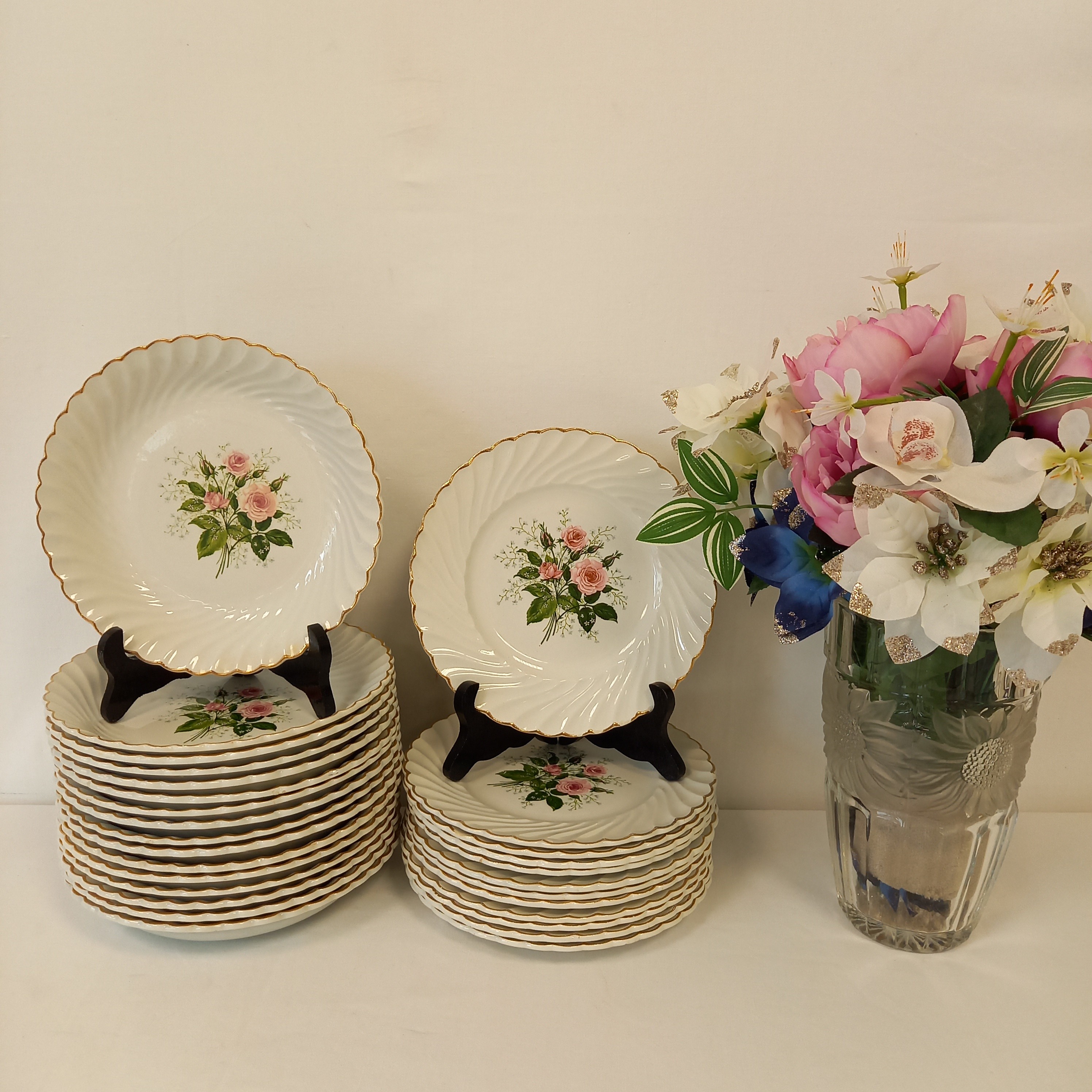 Lot De 3 Assiettes Anciennes En Faïence De Lunéville K&G - Motif Fleurs - 19ème Siècle