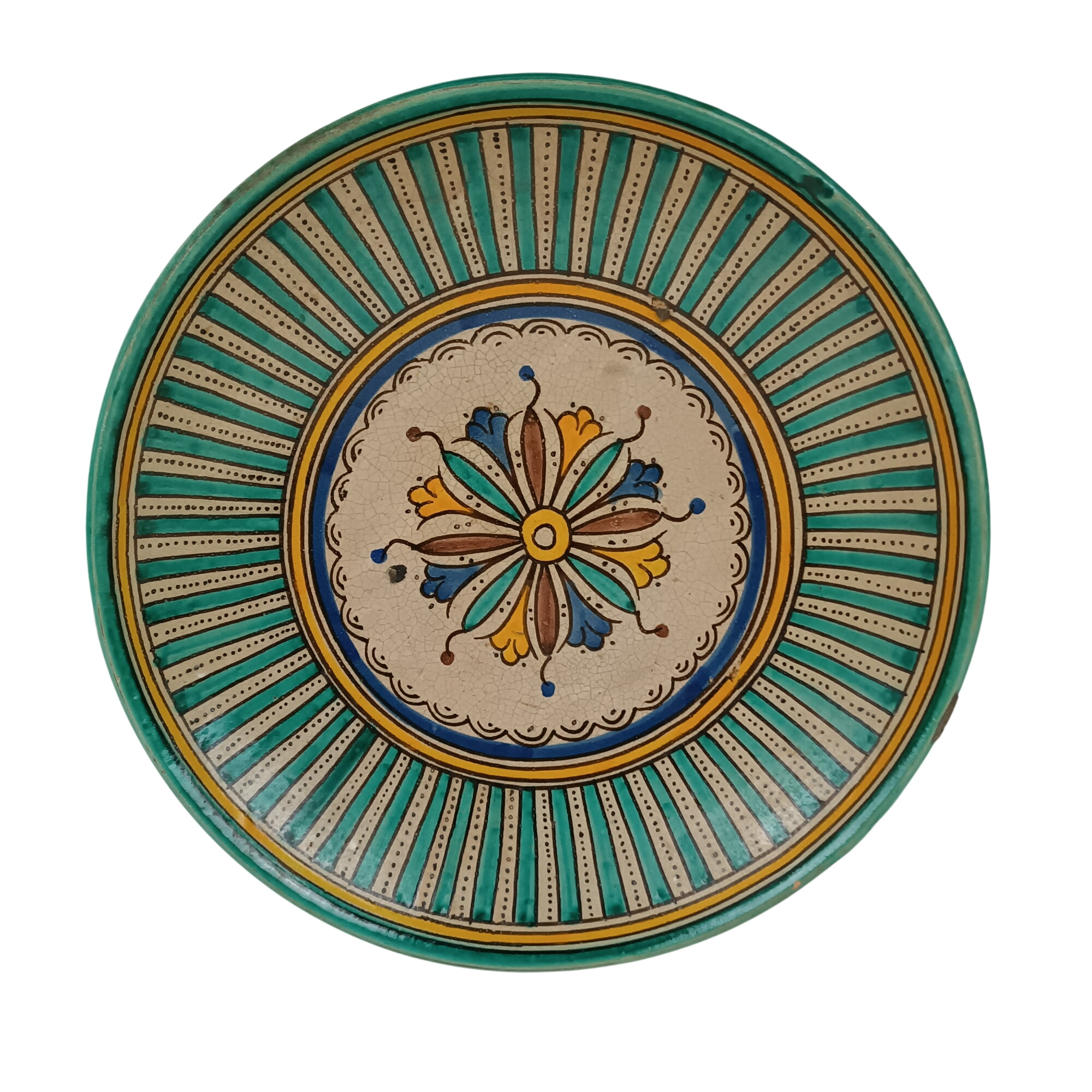 Grand plat marocain en céramique, fait main, diamètre de 31,5 cm - État correct sur Label Emmaüs