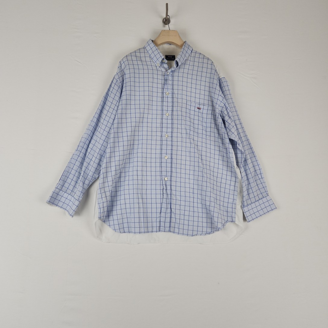 Eden Park – chemise blanche, bleue à carreaux en coton - Taille XXL mesures Carrure Poitrine 58 cm Longueur= 82 cm Très bon état - Vue 2 - 