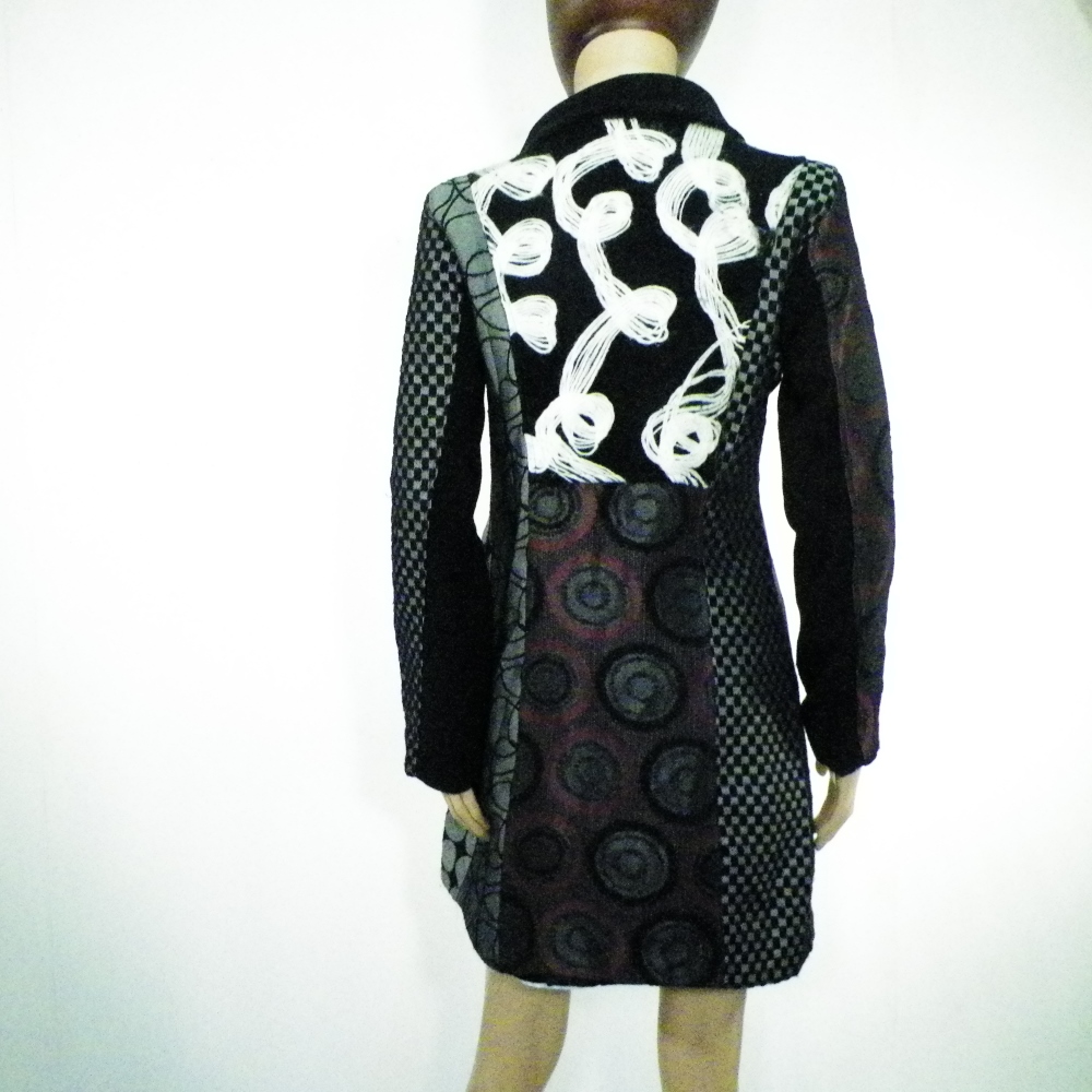 Manteau Femme A Motifs Noir Taille Estimée S Bon état - Vue 3 - 