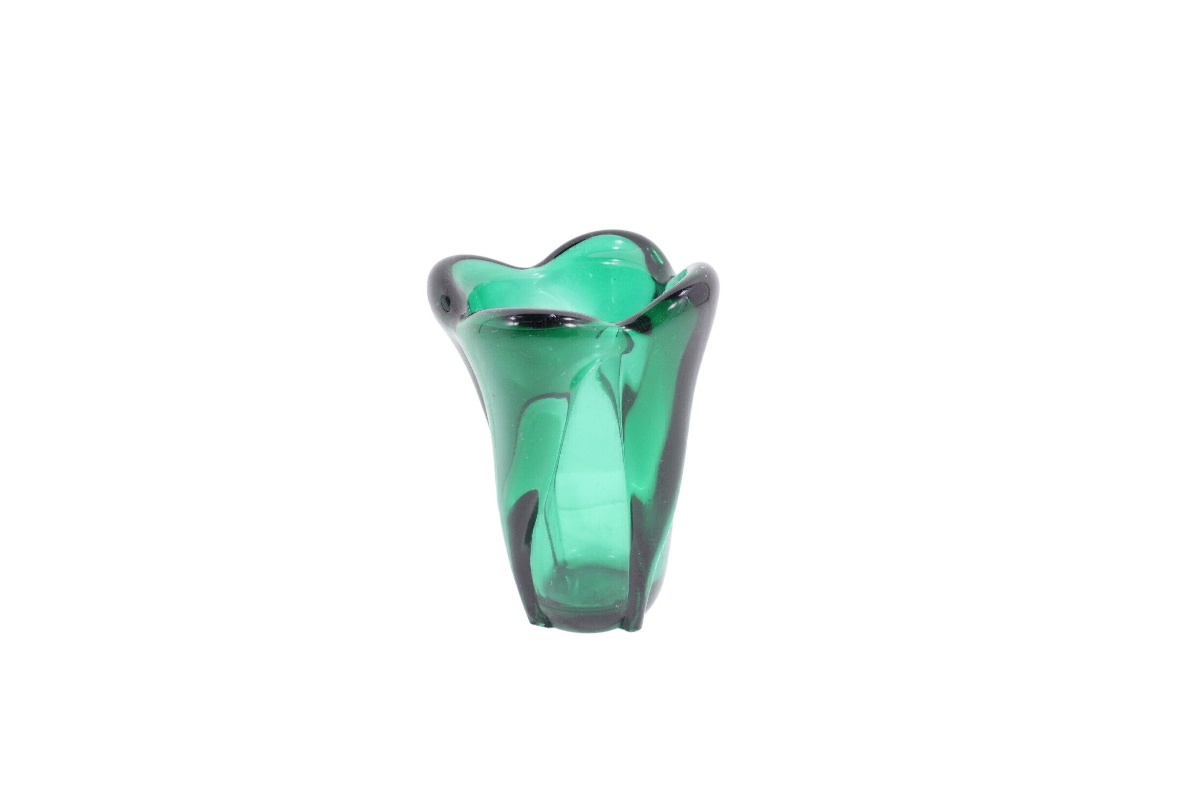 Vase en cristal verte / Style Art Déco - Années 60 Bon état -  reconditionné disponible sur Label Emmaüs