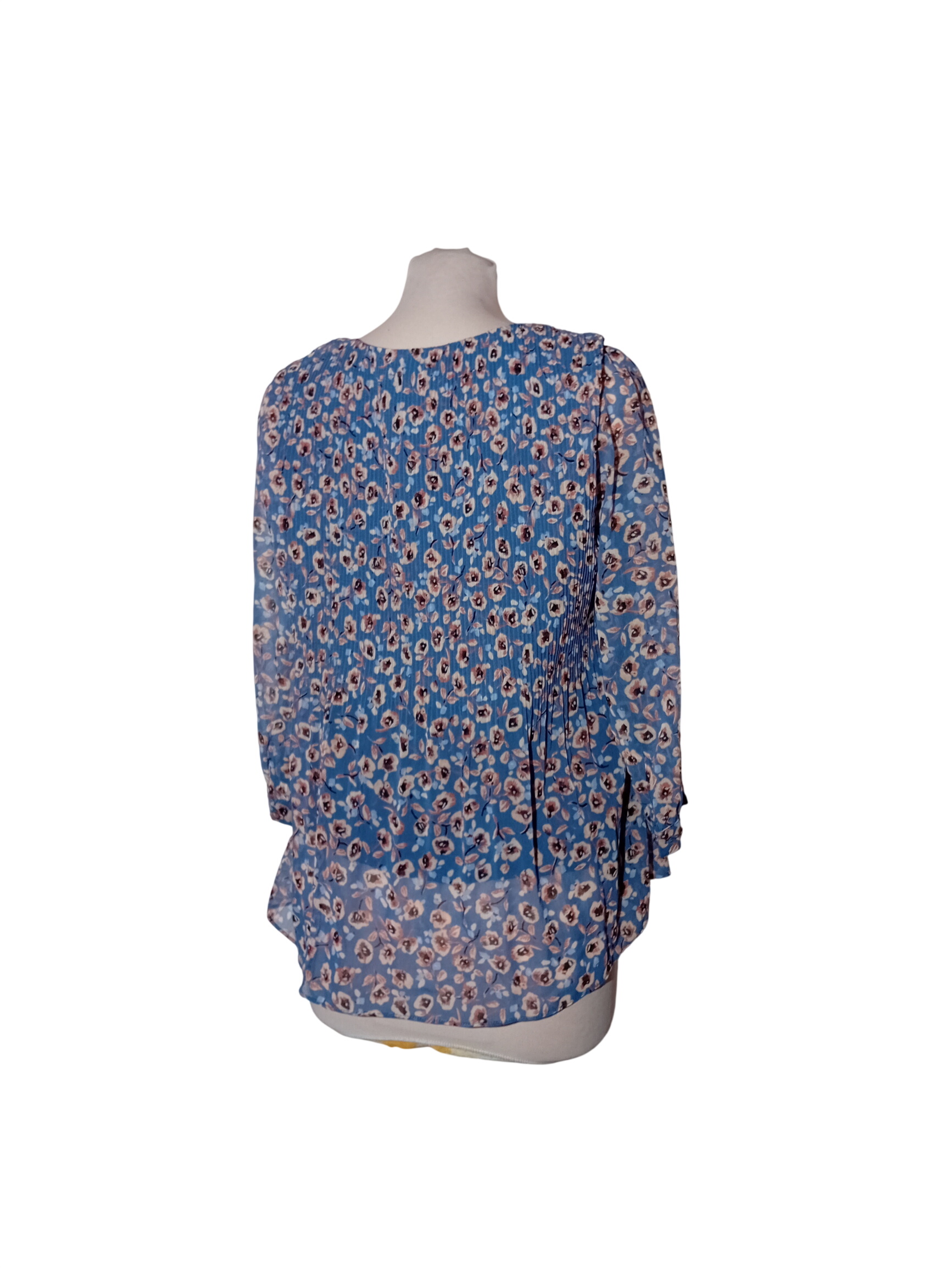 Blouse Fleurie Smockée Maison 123 Bleue S 36 (T4161) Très bon état - Vue 2 - 