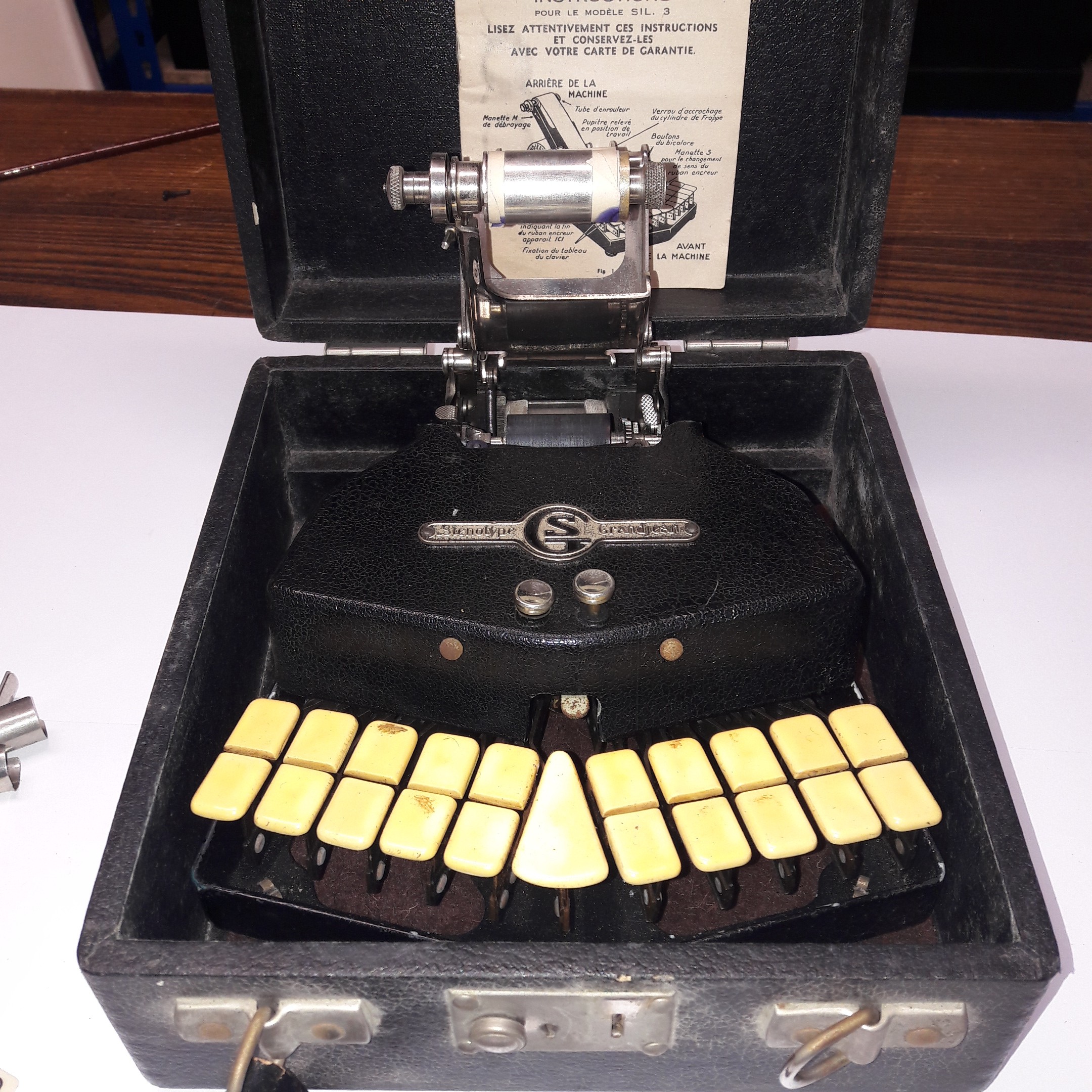 Ancien appareil de sténographie sténotype Grandjean - État correct - Photo 6
