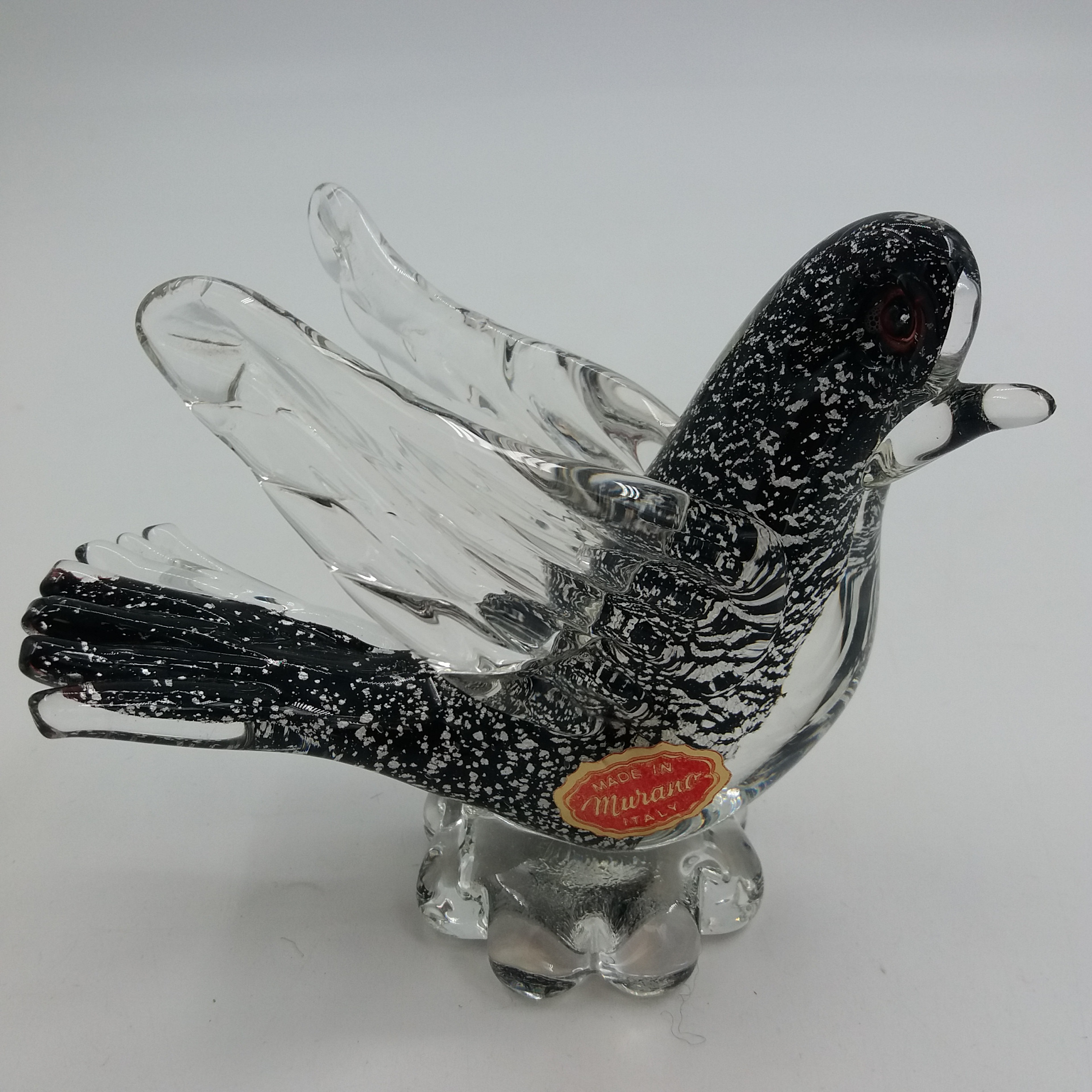 Oiseau en verre soufflé sur son socle. Murano. Made in Italie. - Photo 1