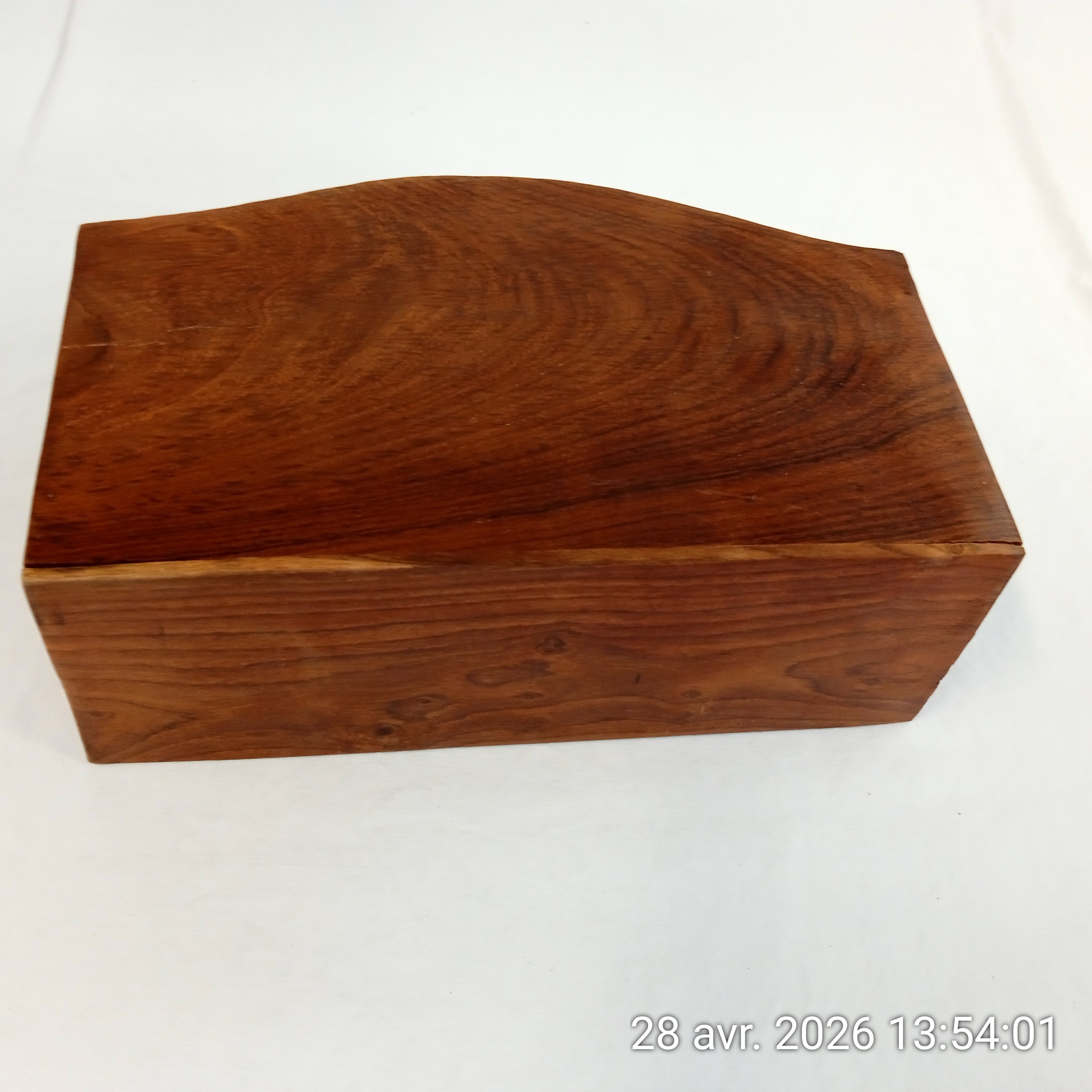 Porte courrier Vintage en bois exotique et laiton Très bon état - Vue 3 - 