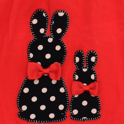 Robe rouge imprimée lapins - Fille - Taille 3 mois - Photo 2