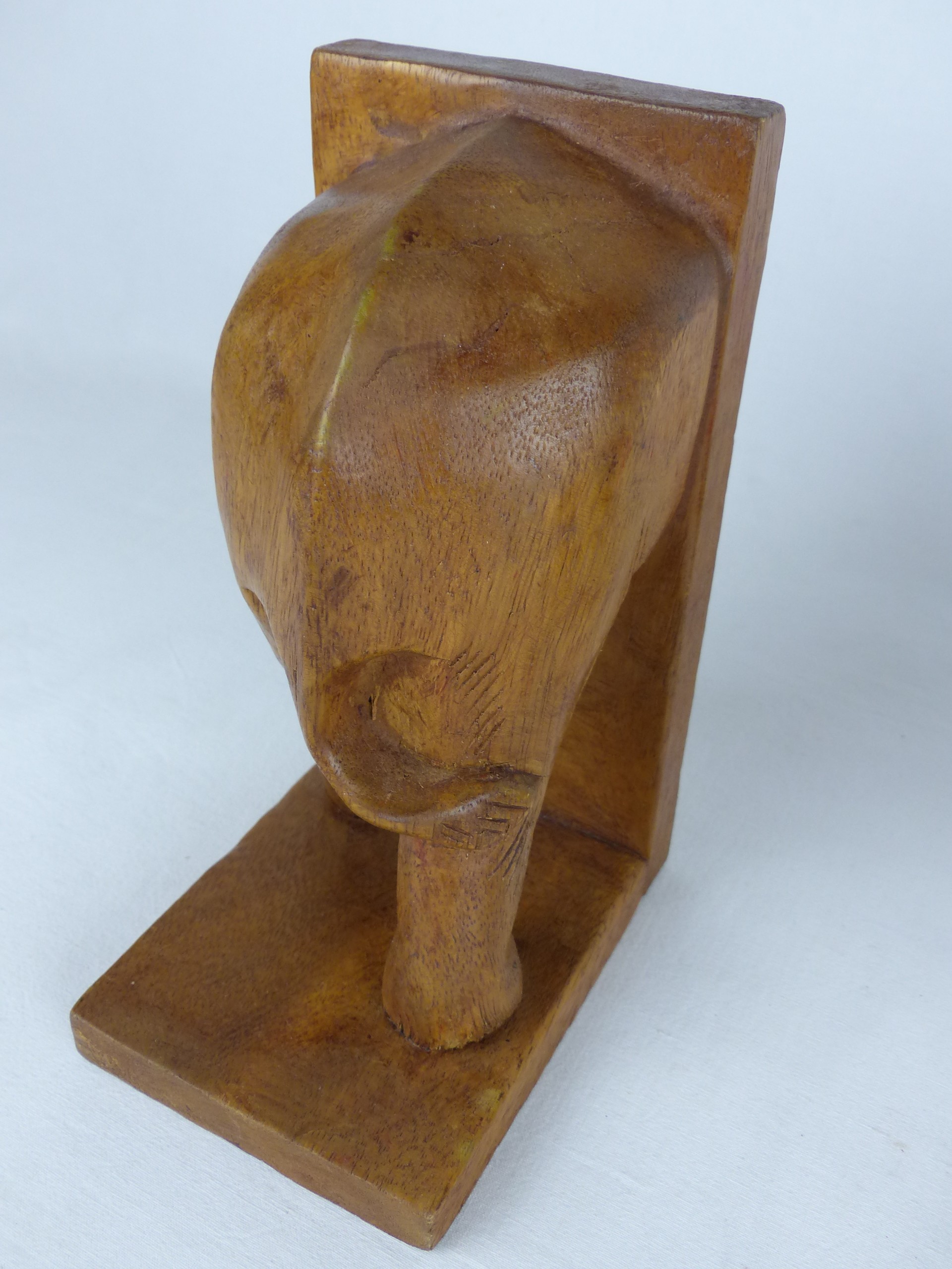 Serre-livres vintage Éléphants en bois sculpté - Photo 6