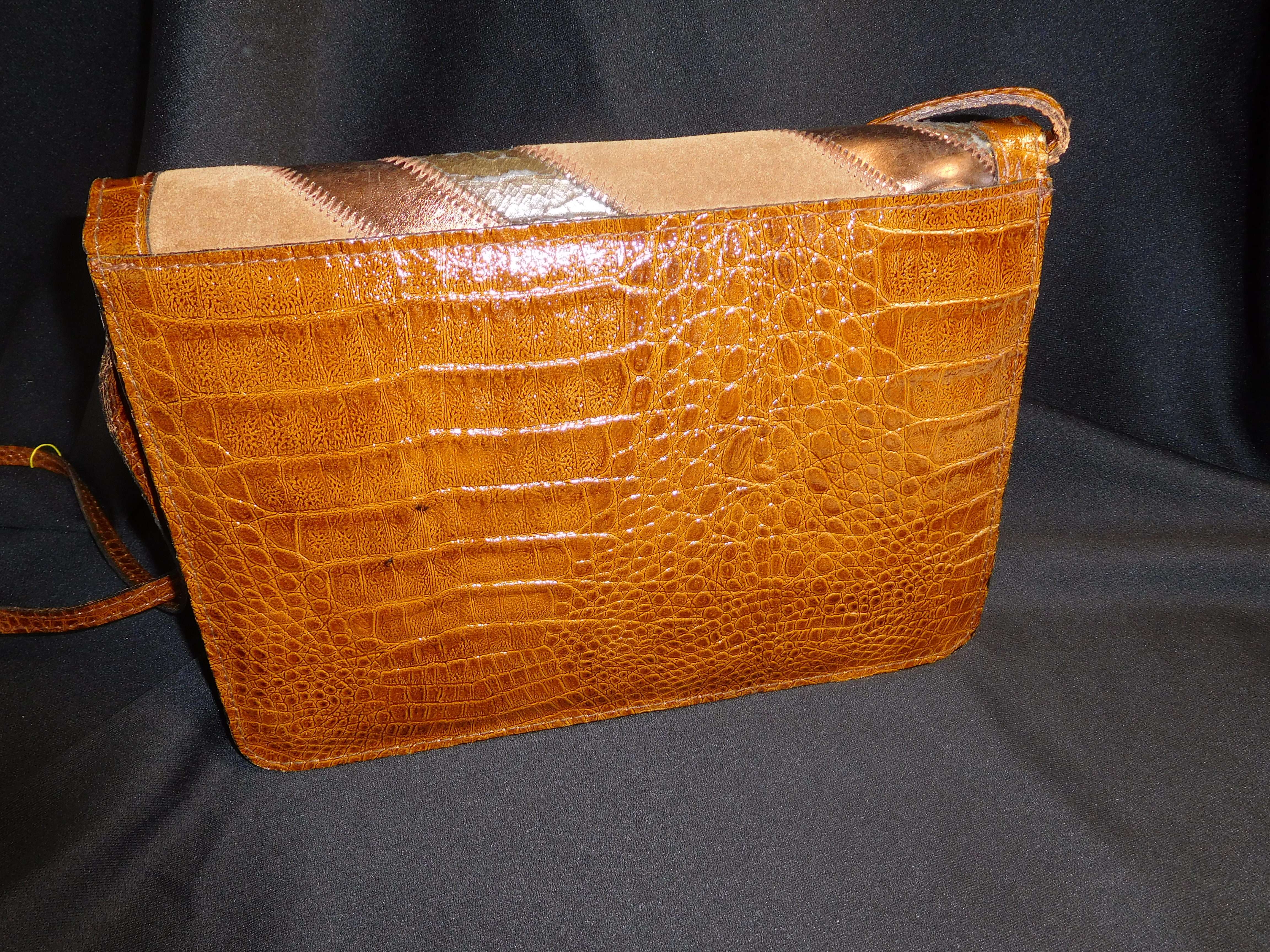 Sac A Main Vintage En Cuir Véritable d'Italie - Style Patchwork Et Croco°° - Photo 2