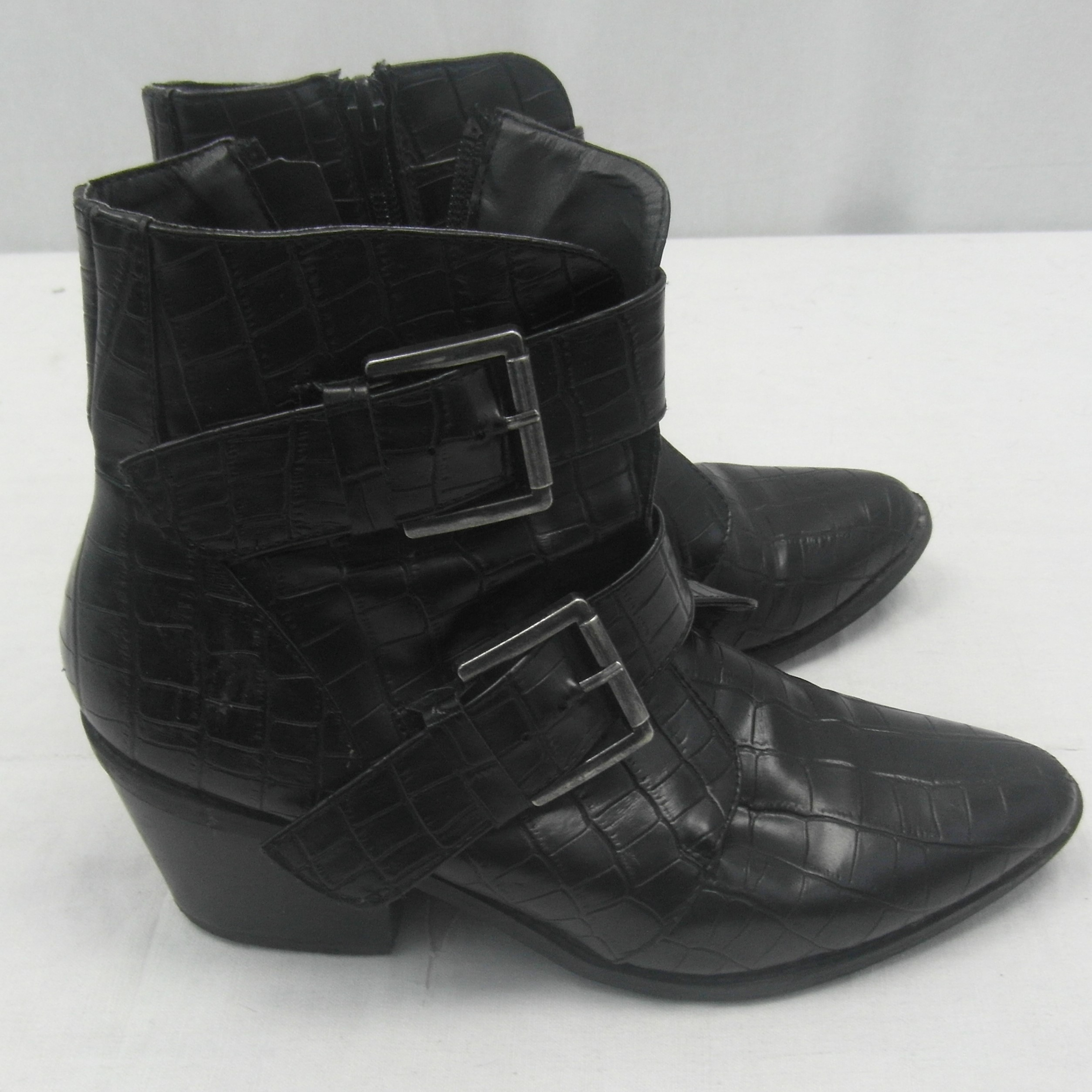 Bottines à talon cuir noires à double boucle - Photo 2