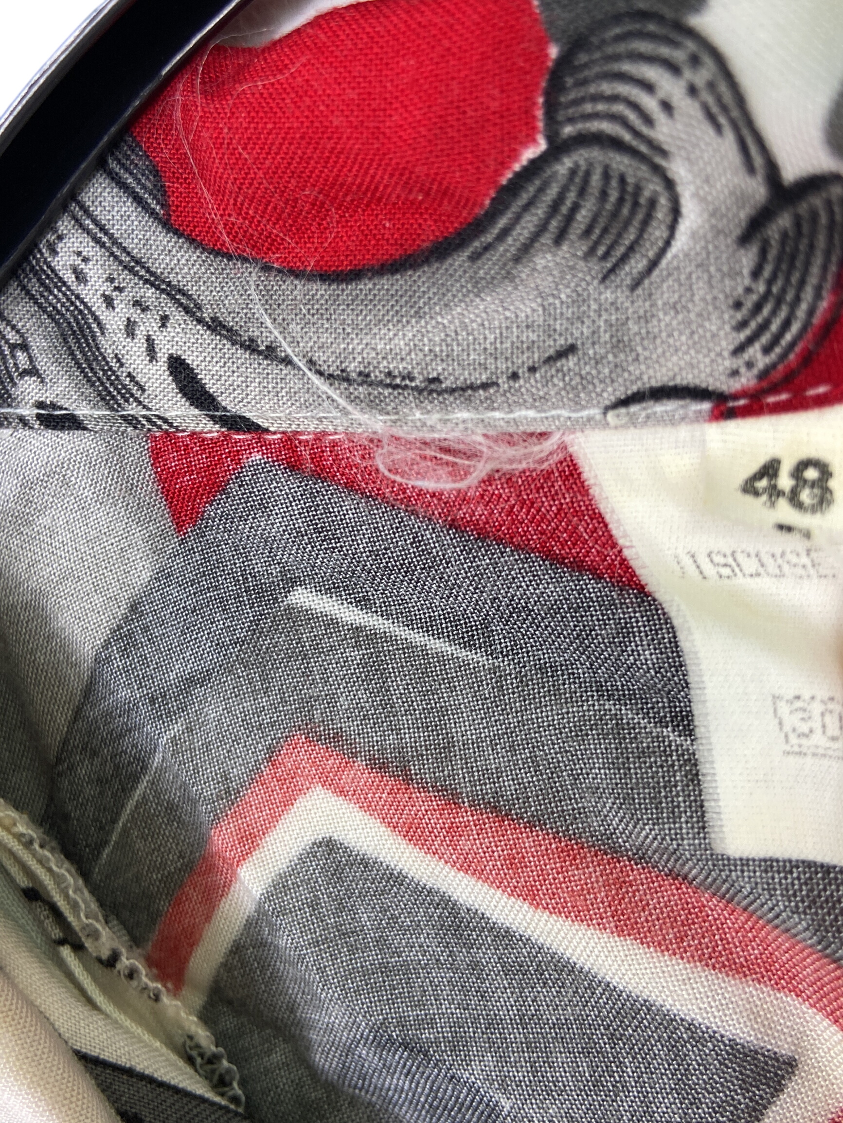 Chemise vintage motifs géométriques rouge gris blanc L 👔 - Photo 1